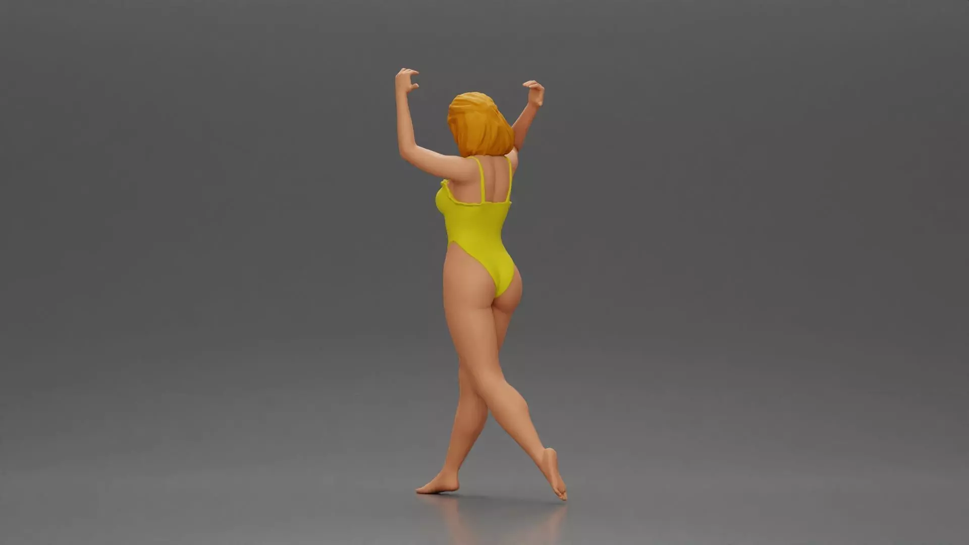 woman in swimsuit carrying a red surfboard on her shoulders 3D print model_9