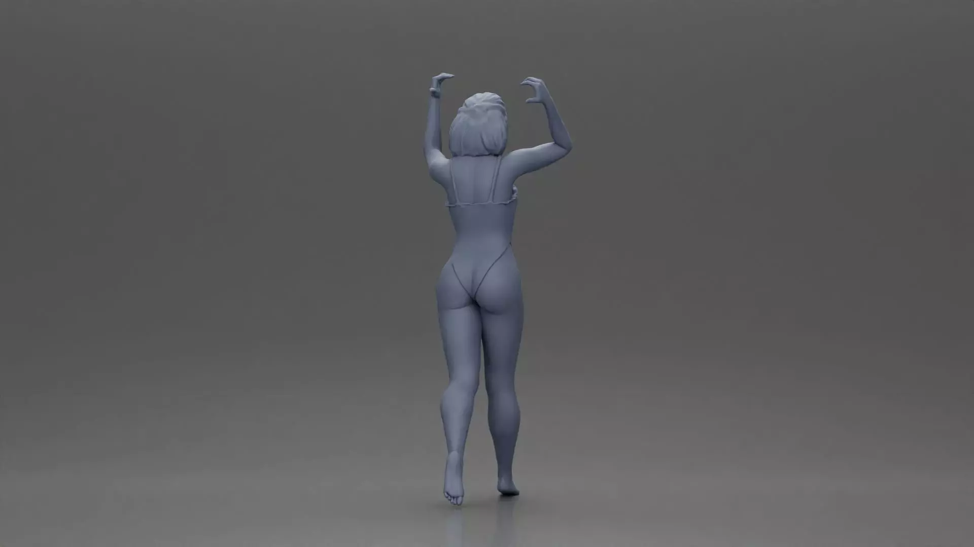 woman in swimsuit carrying a red surfboard on her shoulders 3D print model_20