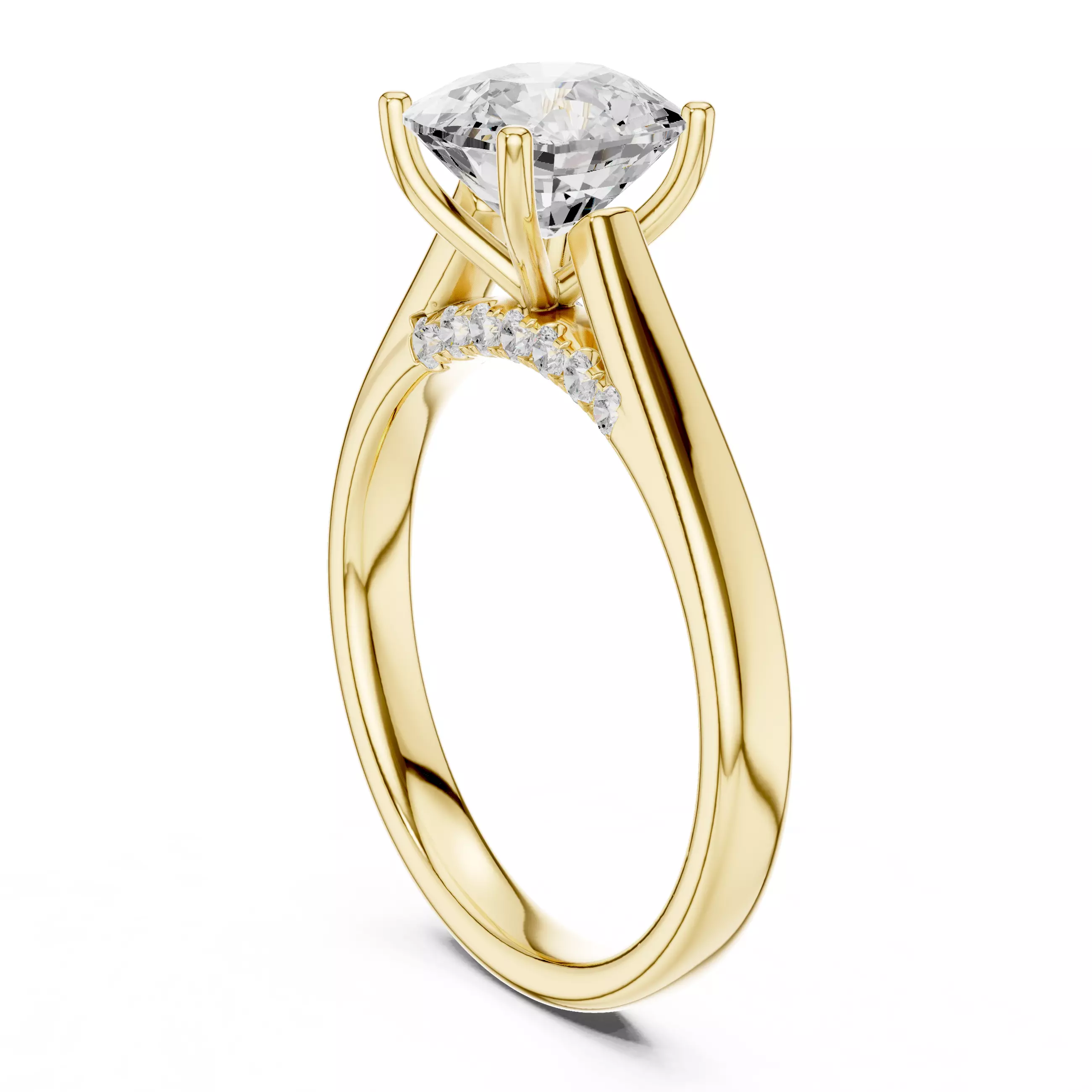 2CT Cushion Cut Diamond Engagement Wedding Ring 3DM STL Video 3D print model_6