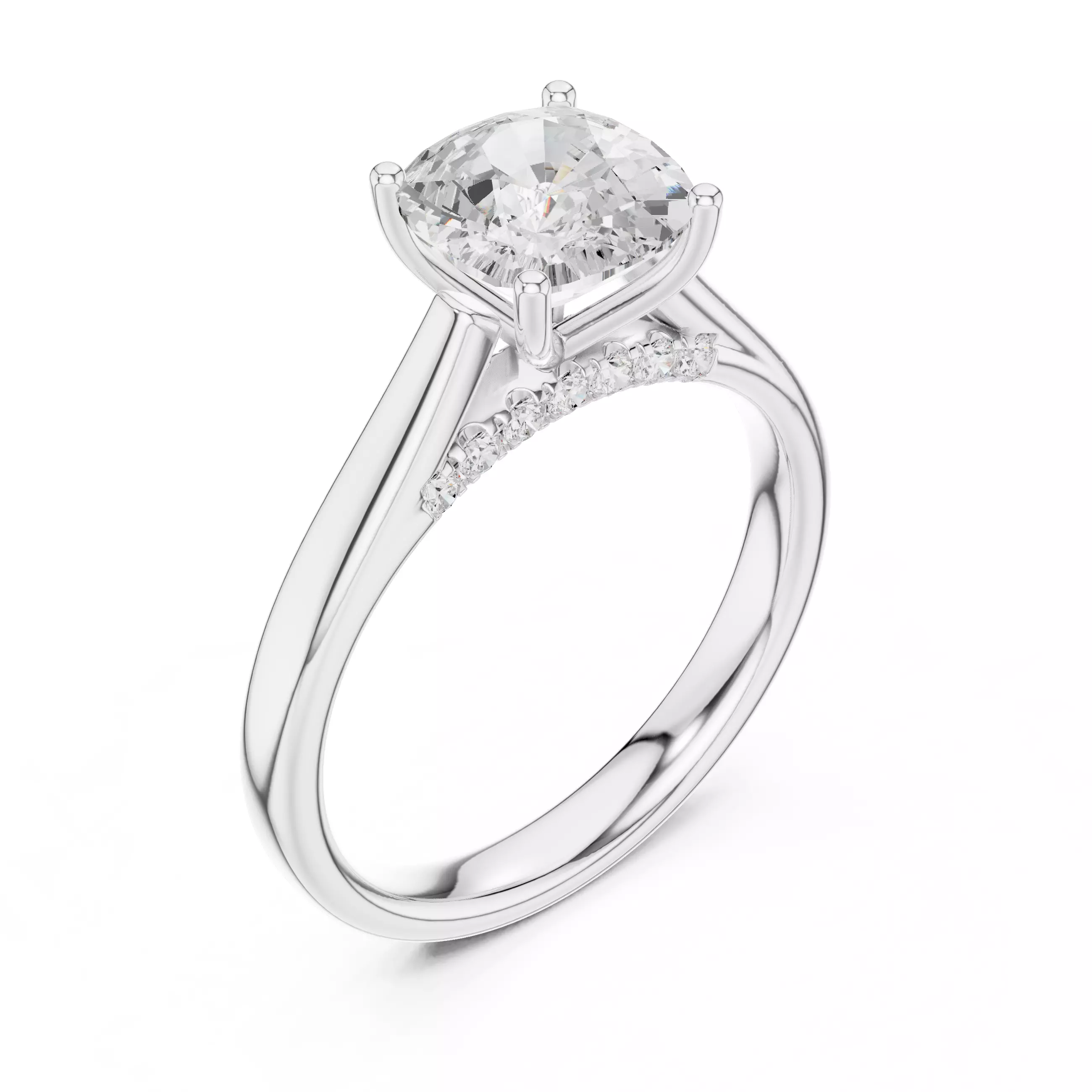 2CT Cushion Cut Diamond Engagement Wedding Ring 3DM STL Video 3D print model_10