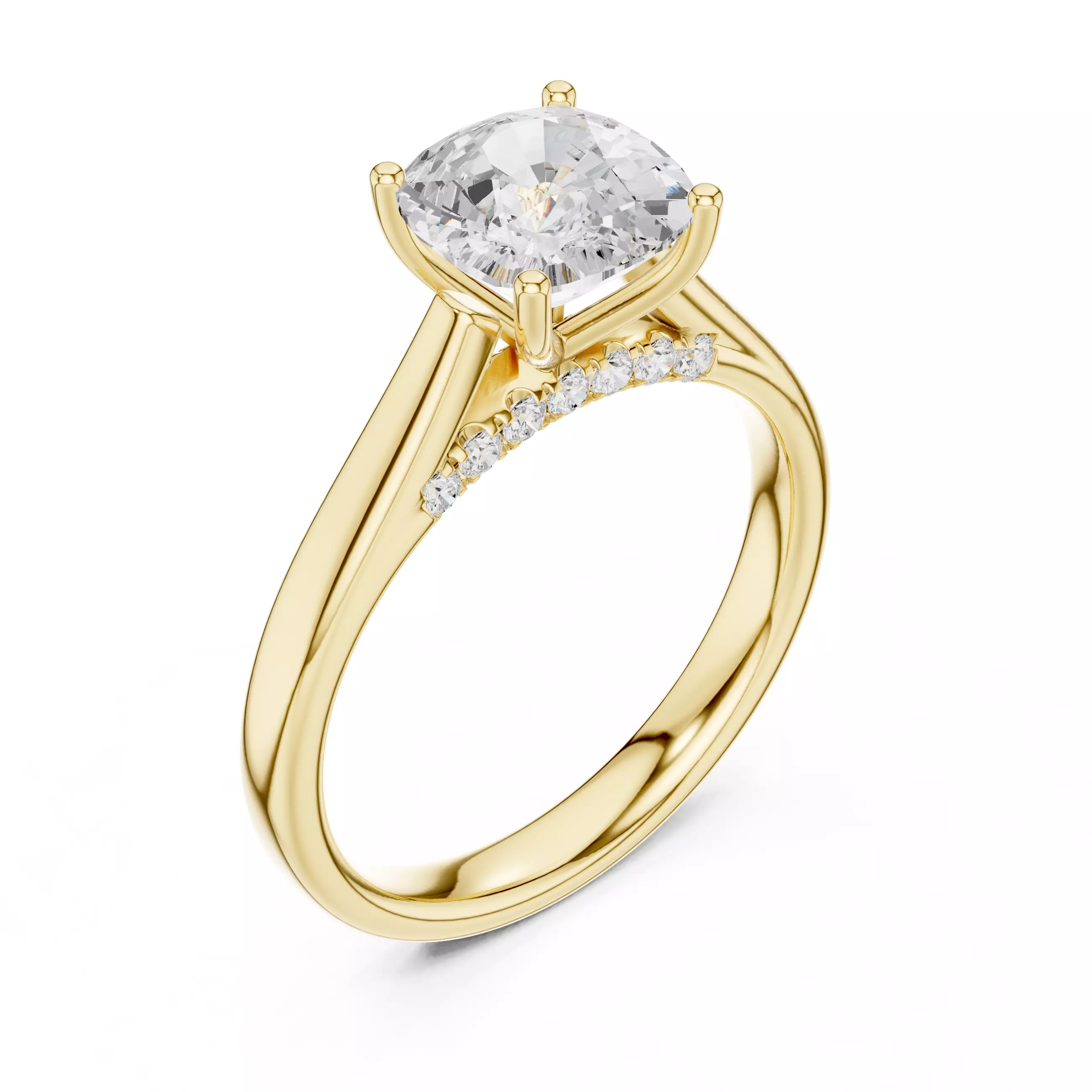 2CT Cushion Cut Diamond Engagement Wedding Ring 3DM STL Video 3D print model_7