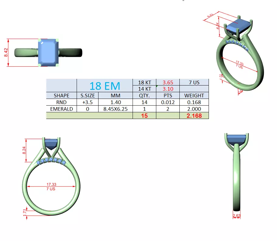Emerald Cut Hidden Diamond Engagement Ring 3DM STL Video 3D print model_15