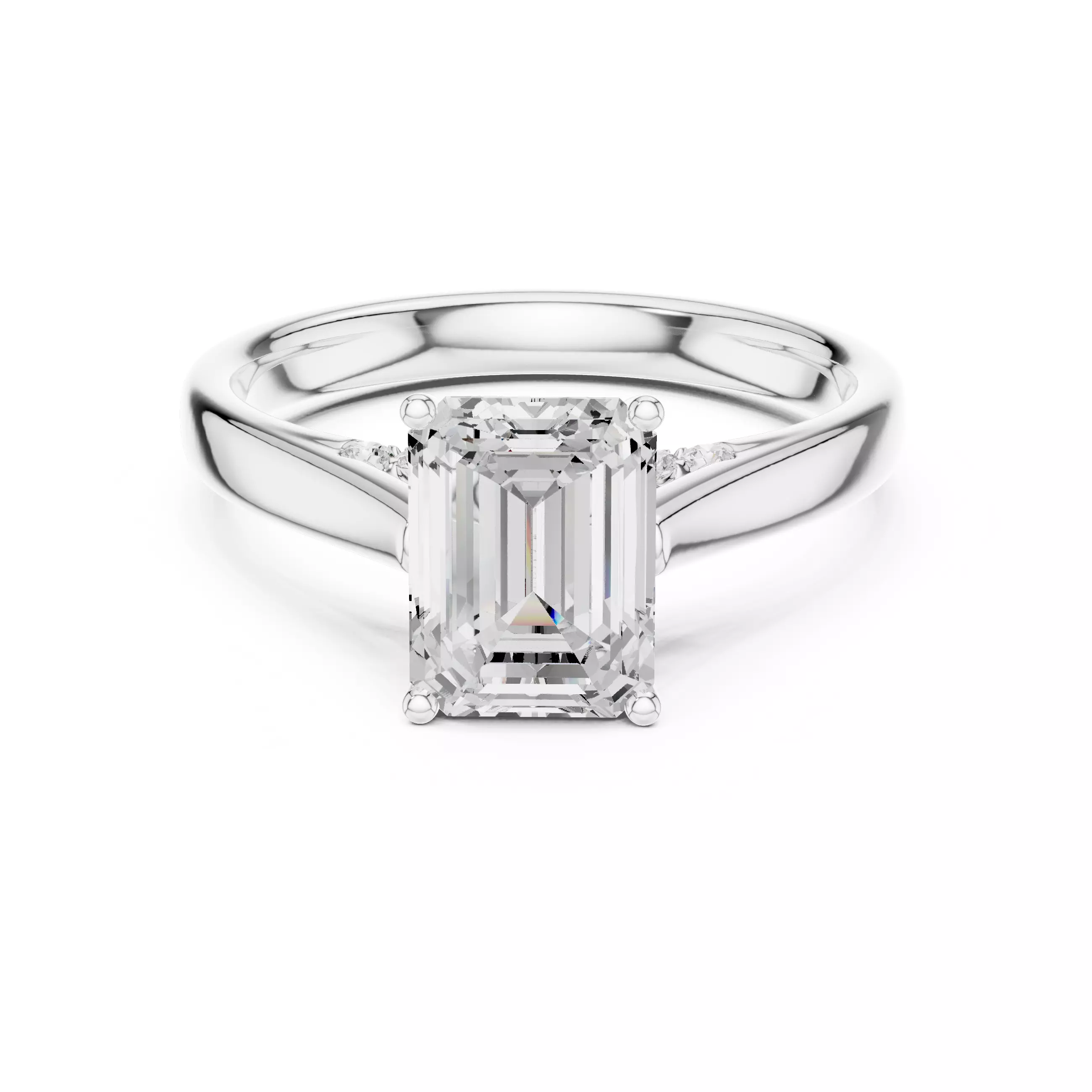 Emerald Cut Hidden Diamond Engagement Ring 3DM STL Video 3D print model_2