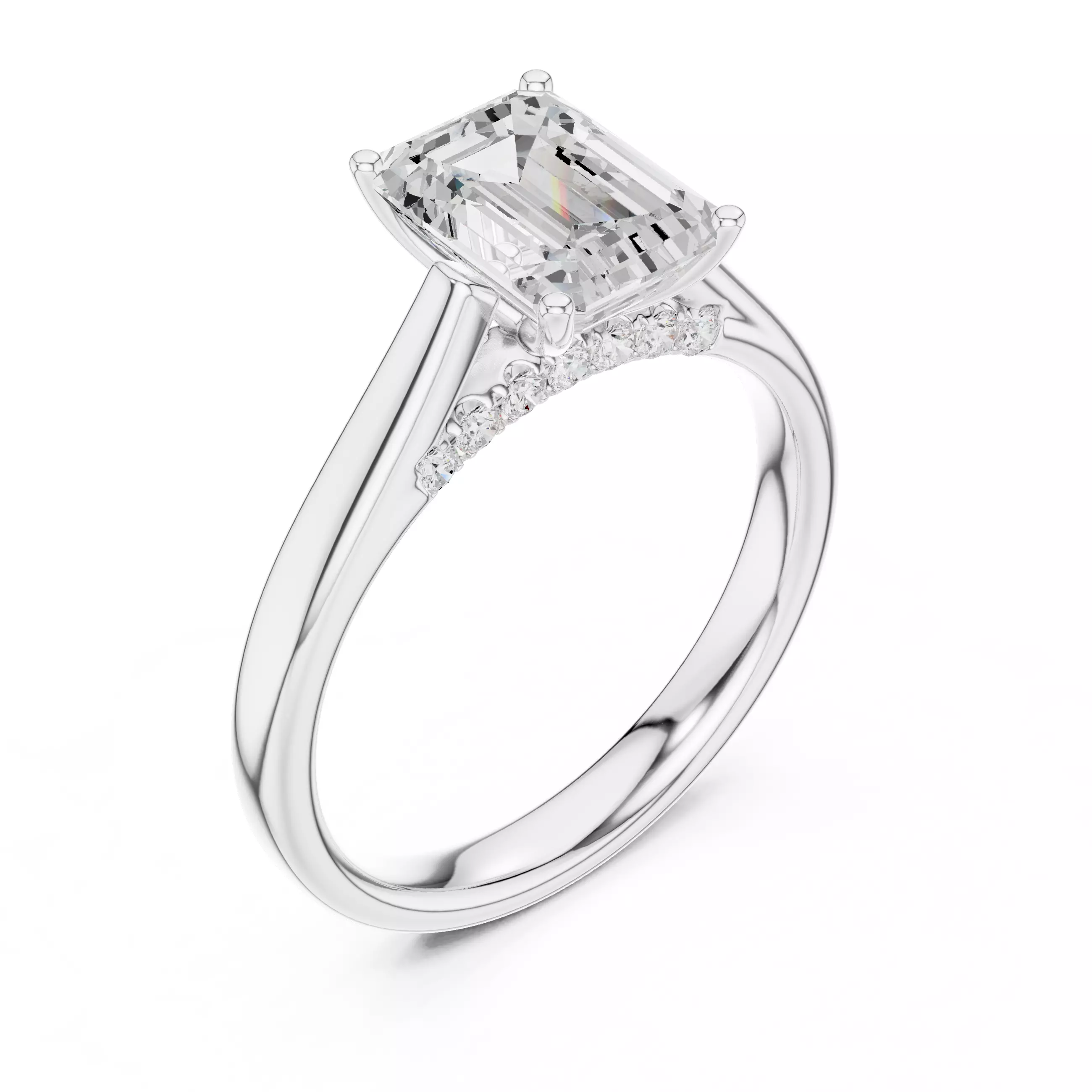 Emerald Cut Hidden Diamond Engagement Ring 3DM STL Video 3D print model_10