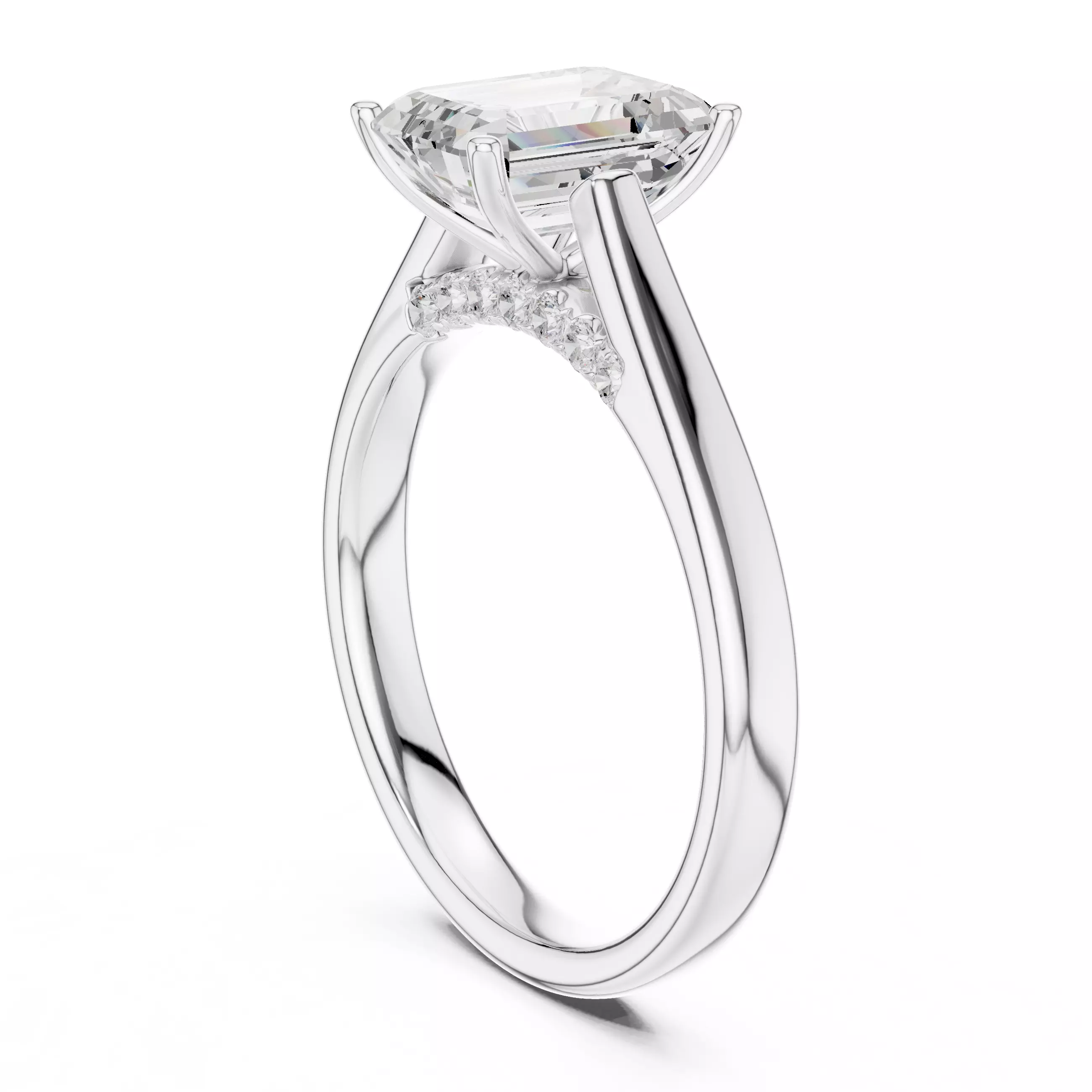 Emerald Cut Hidden Diamond Engagement Ring 3DM STL Video 3D print model_9