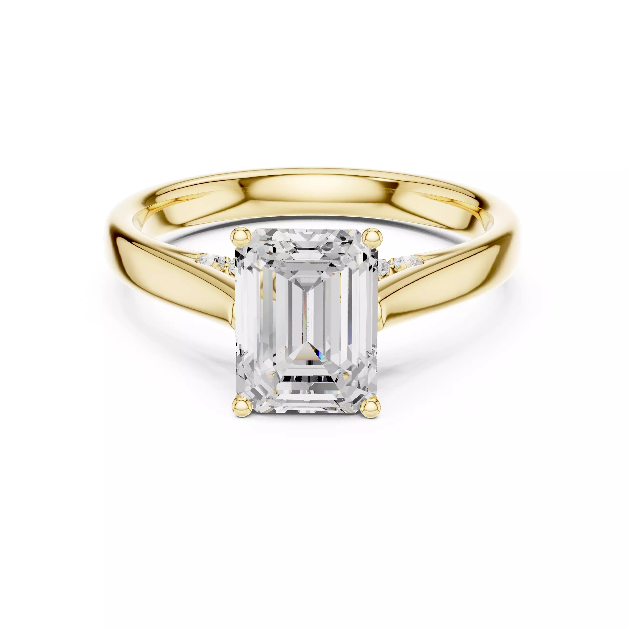 Emerald Cut Hidden Diamond Engagement Ring 3DM STL Video 3D print model_1