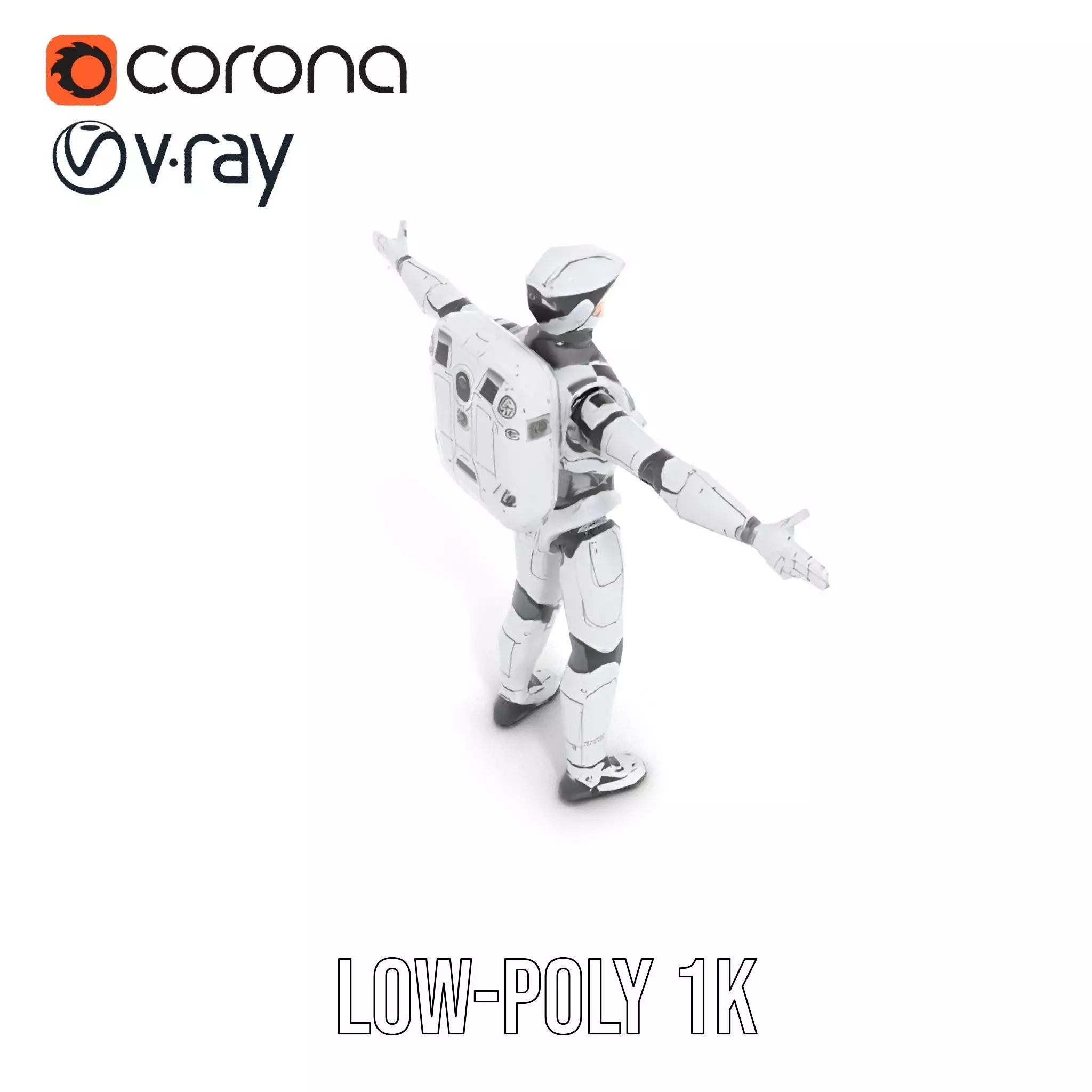 Futuristic White Robot model pack Low-poly 3D model_14