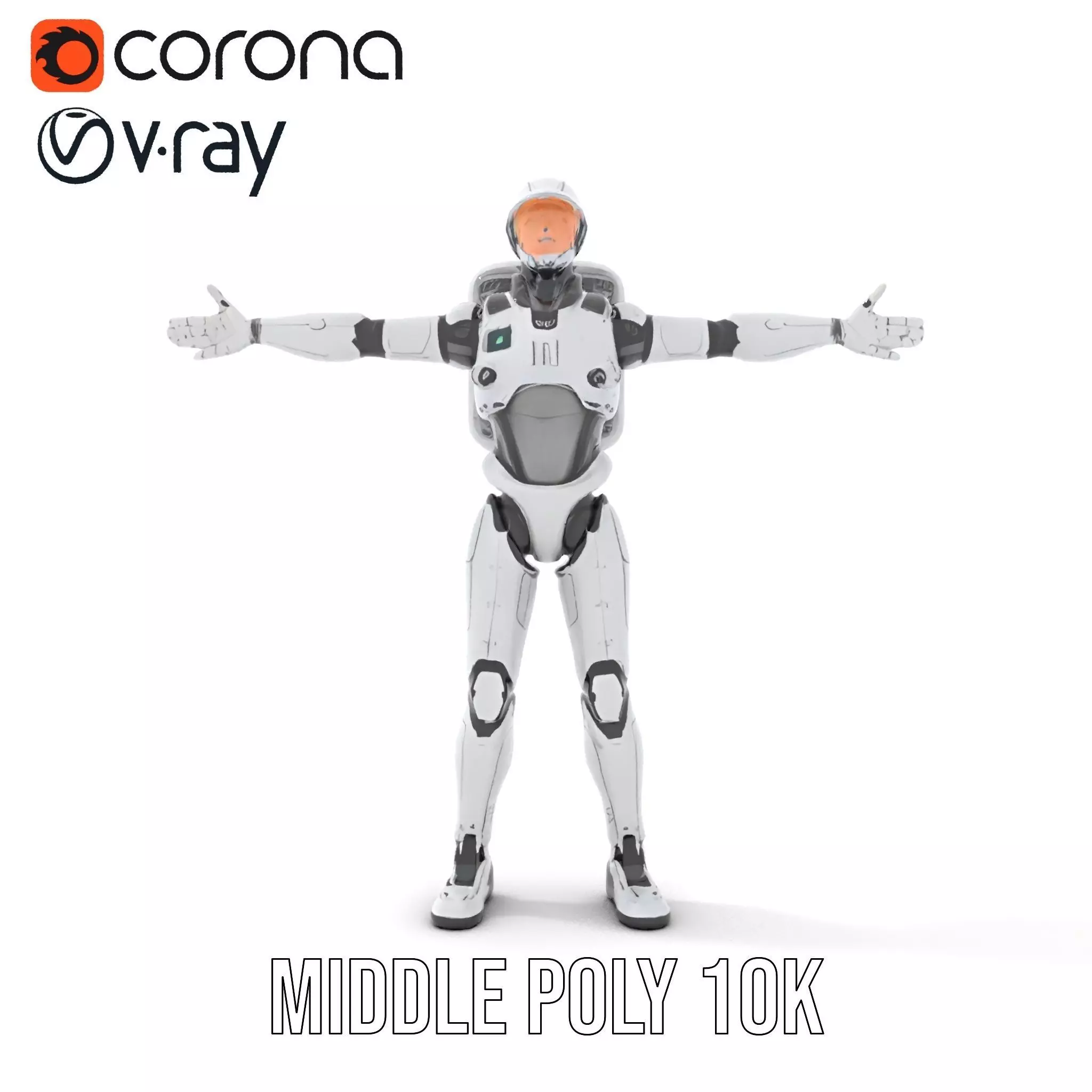 Futuristic White Robot model pack Low-poly 3D model_15