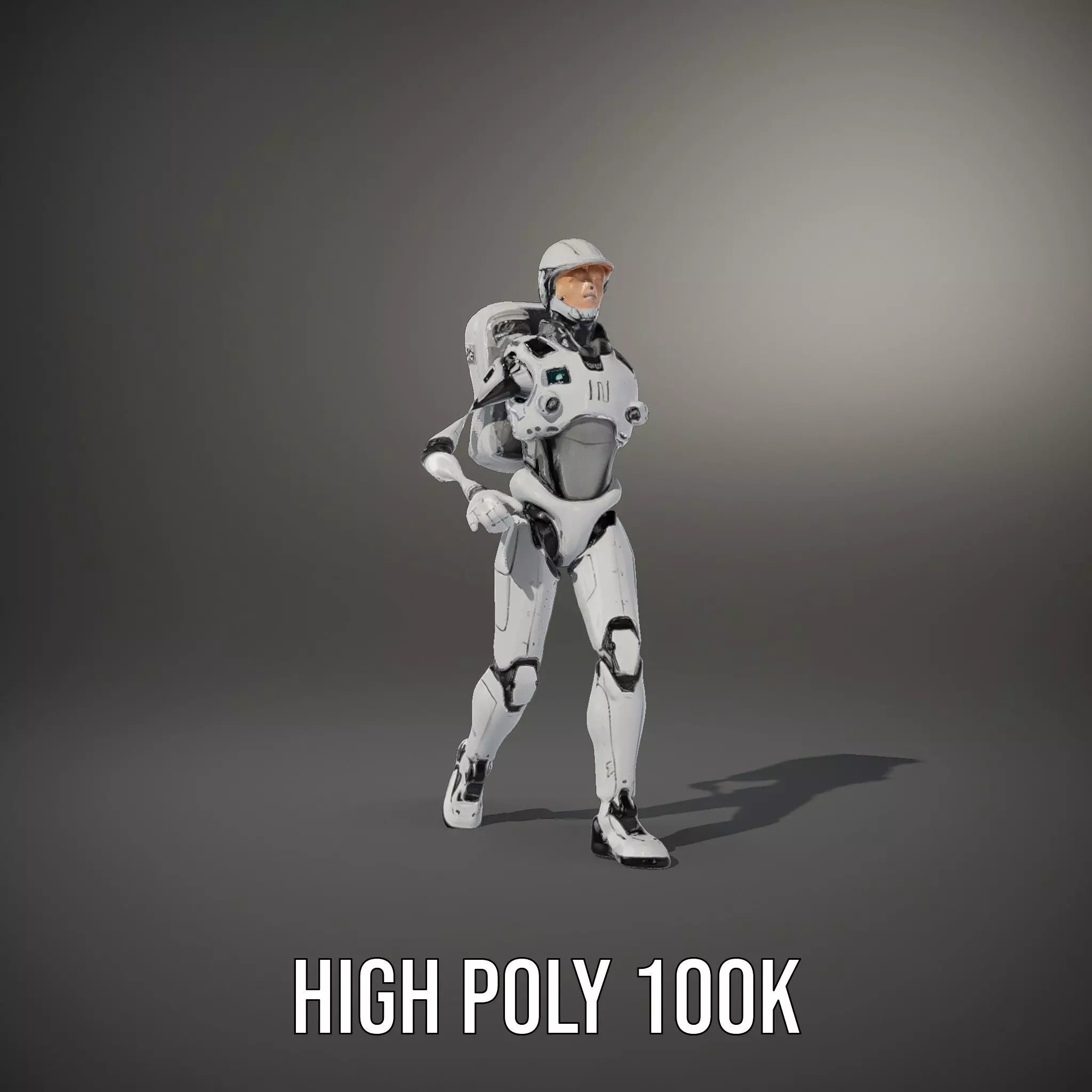 Futuristic White Robot model pack Low-poly 3D model_10