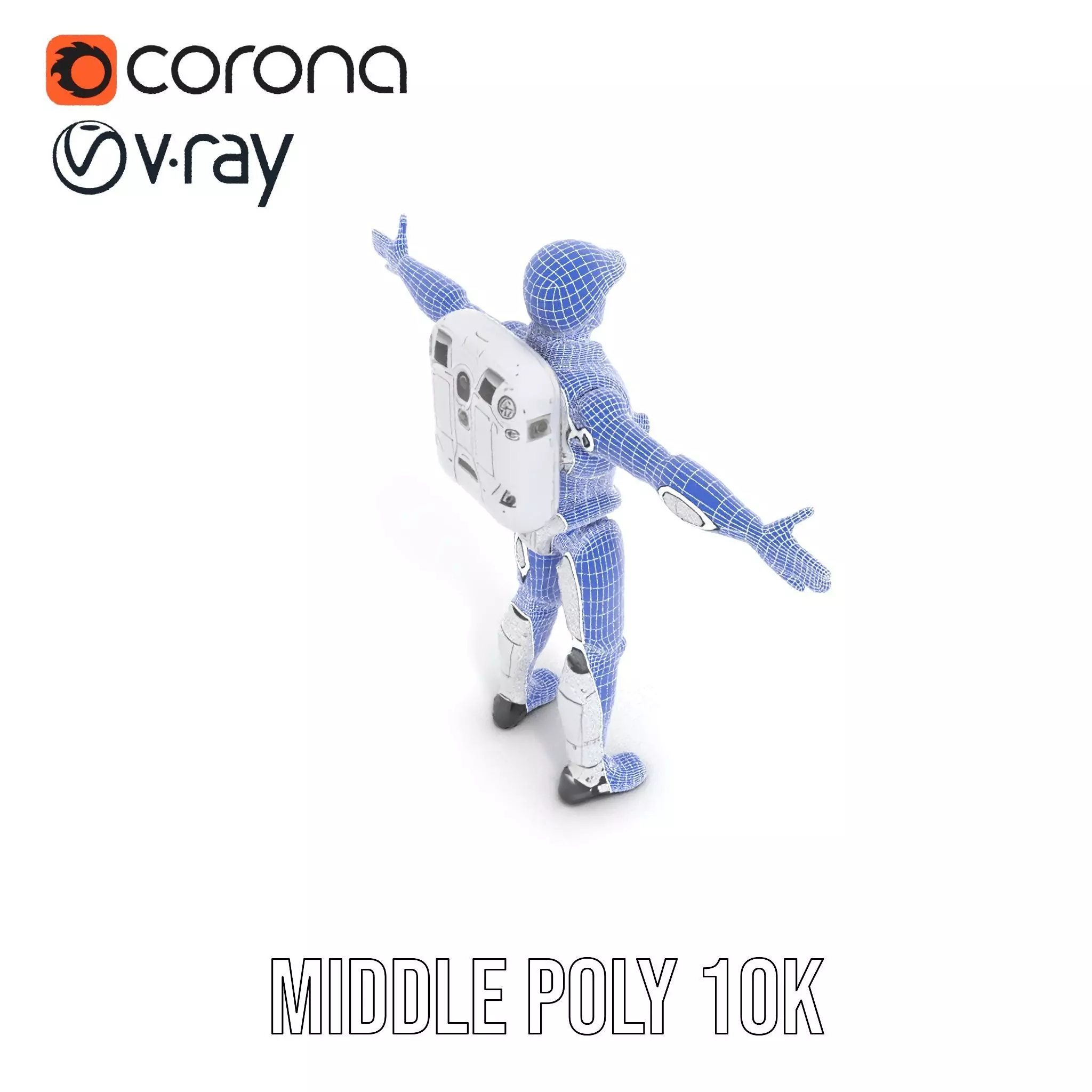 Futuristic White Robot model pack Low-poly 3D model_26