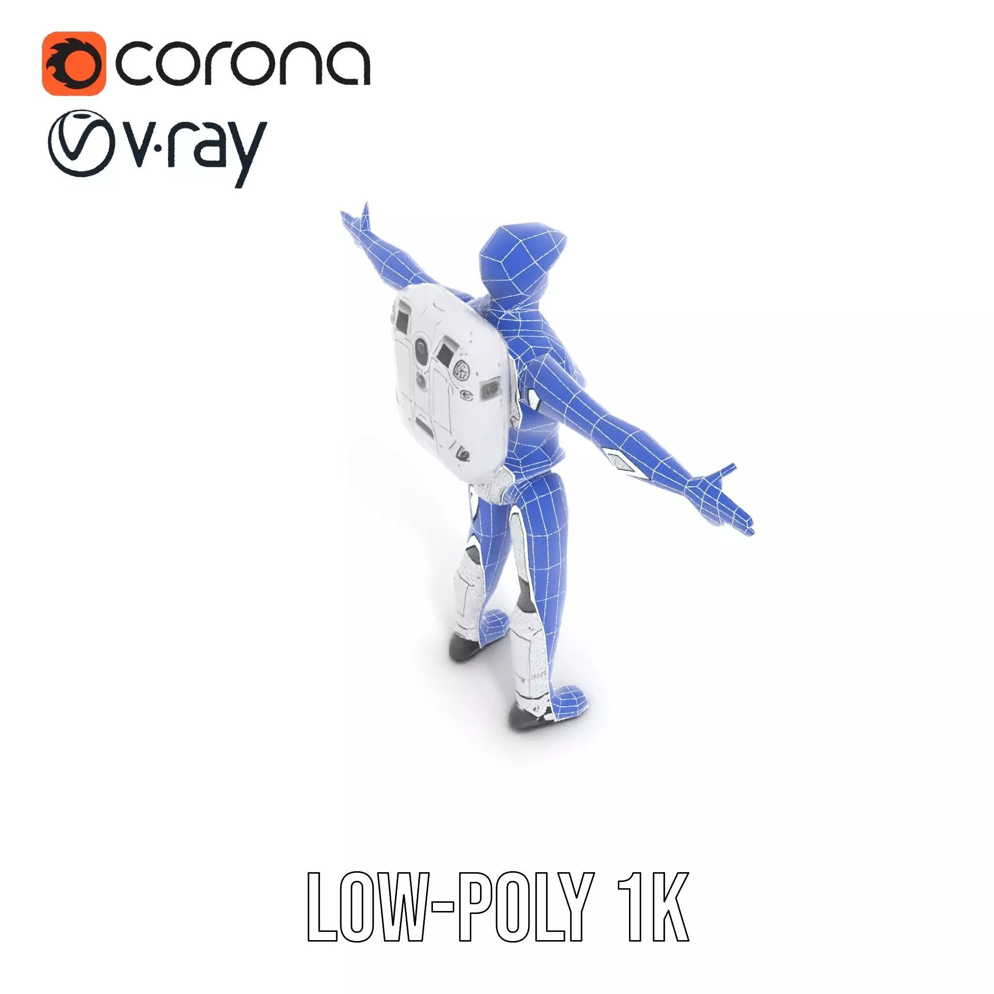 Futuristic White Robot model pack Low-poly 3D model_19
