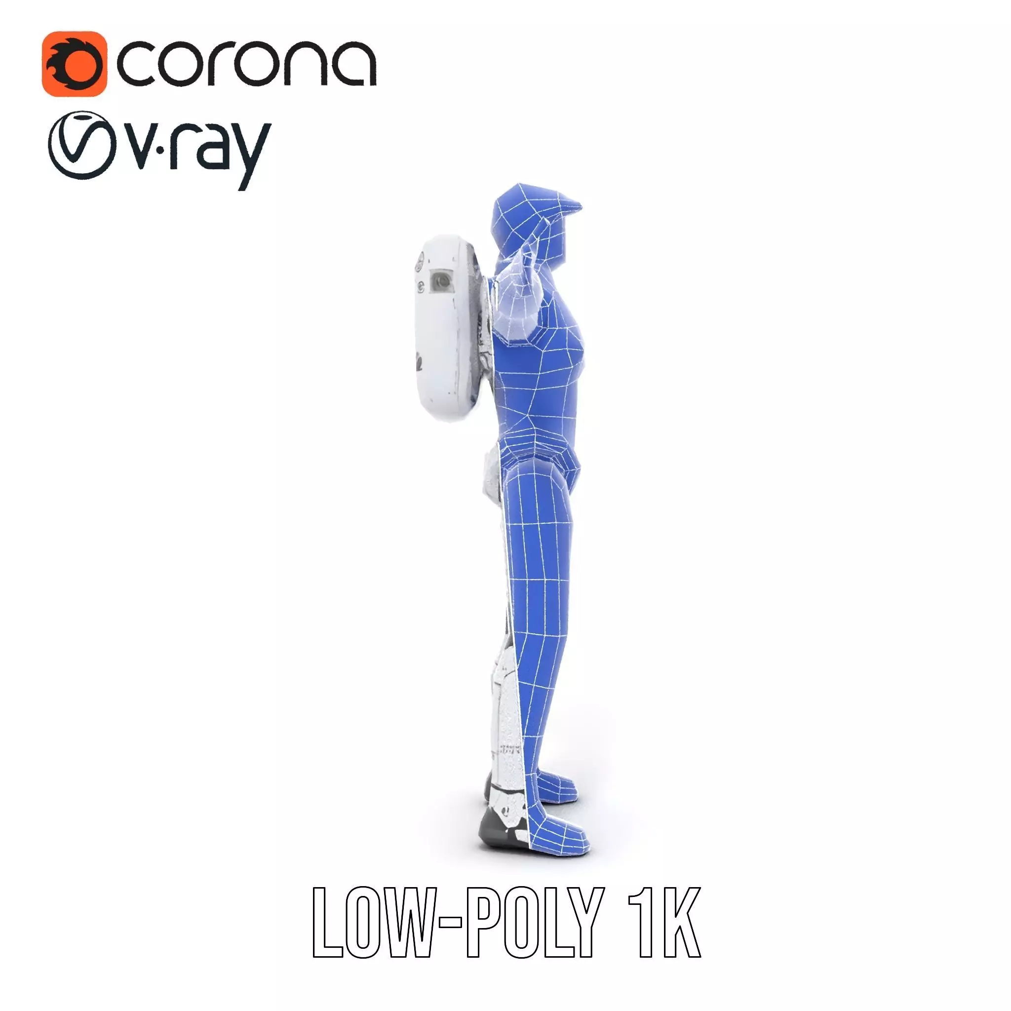 Futuristic White Robot model pack Low-poly 3D model_30