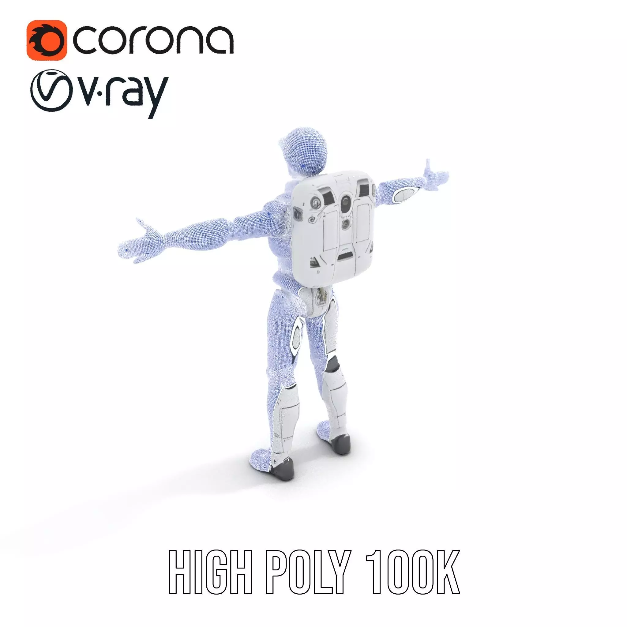 Futuristic White Robot model pack Low-poly 3D model_32