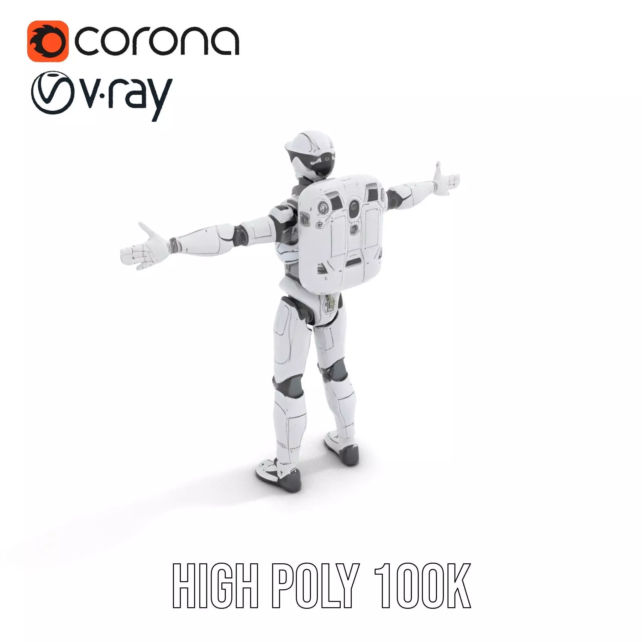 Futuristic White Robot model pack Low-poly 3D model_23