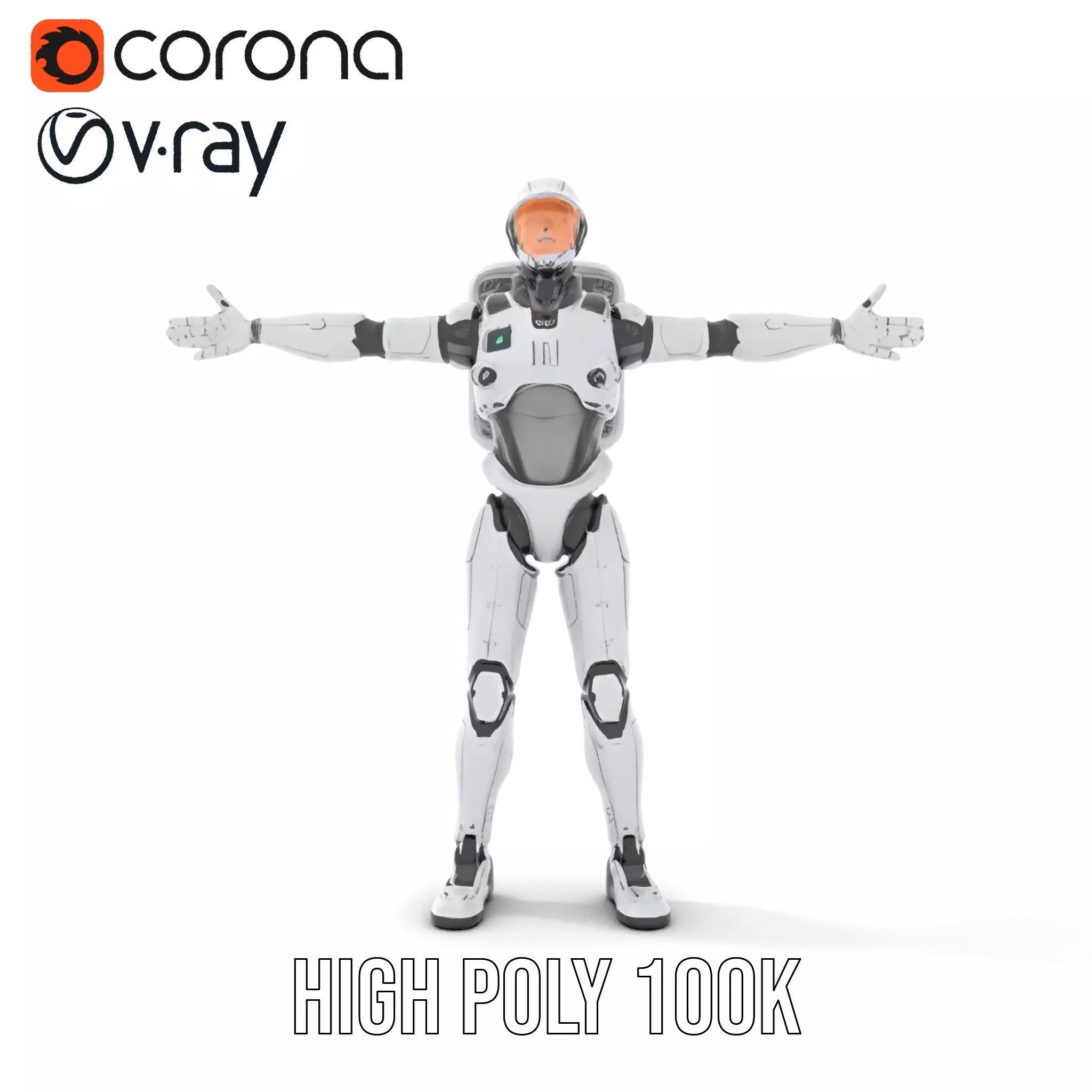 Futuristic White Robot model pack Low-poly 3D model_17