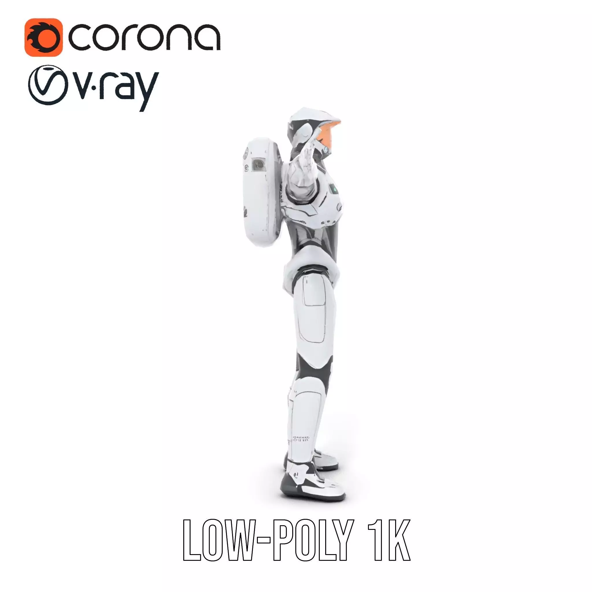 Futuristic White Robot model pack Low-poly 3D model_25