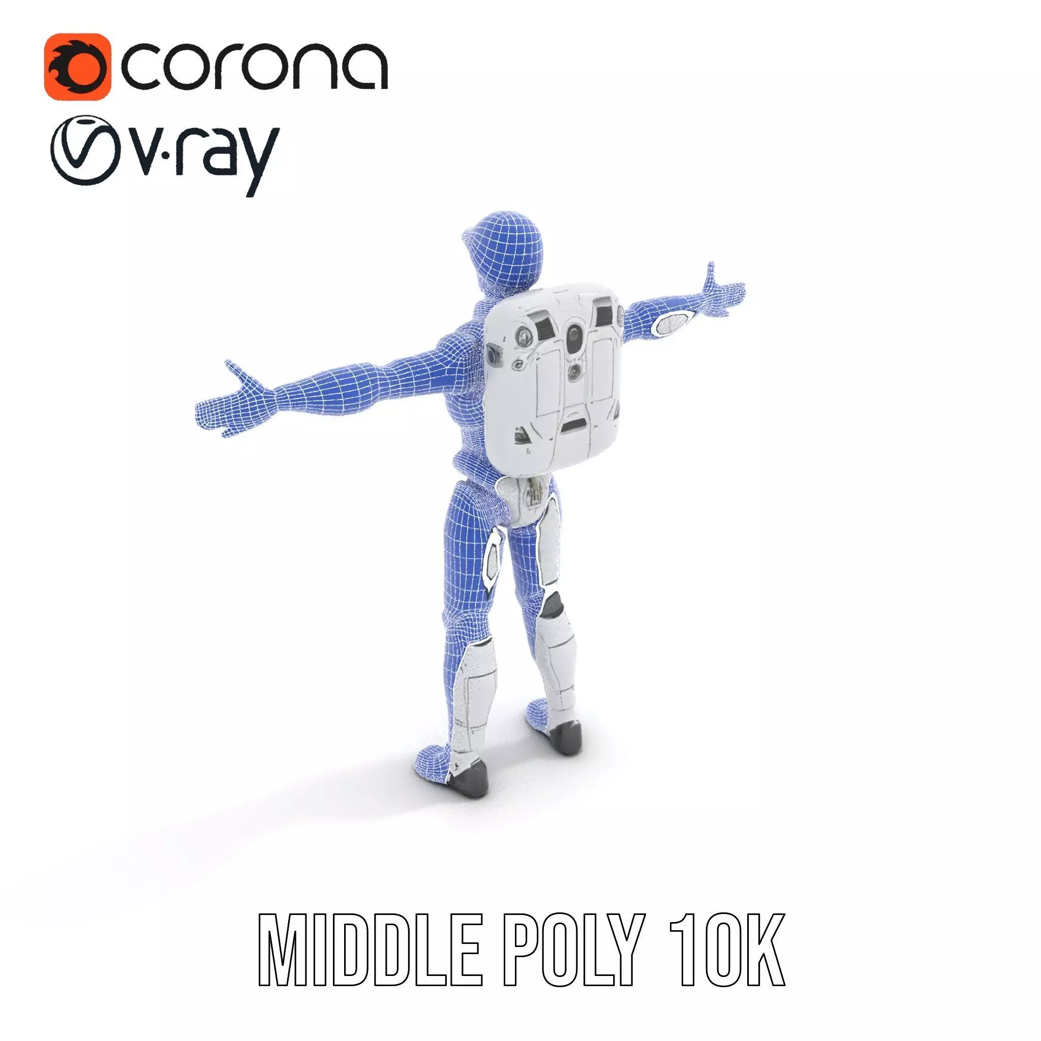Futuristic White Robot model pack Low-poly 3D model_5