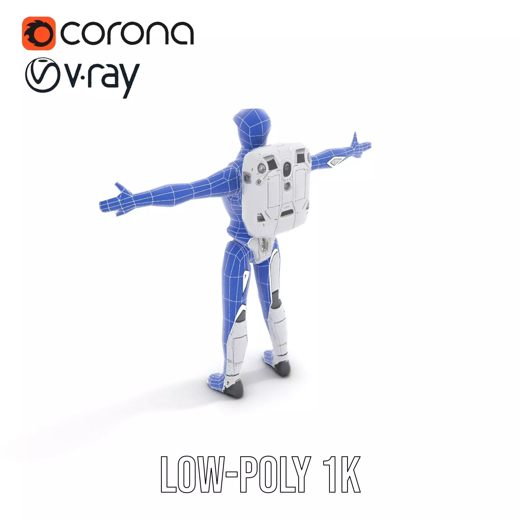Futuristic White Robot model pack Low-poly 3D model_7