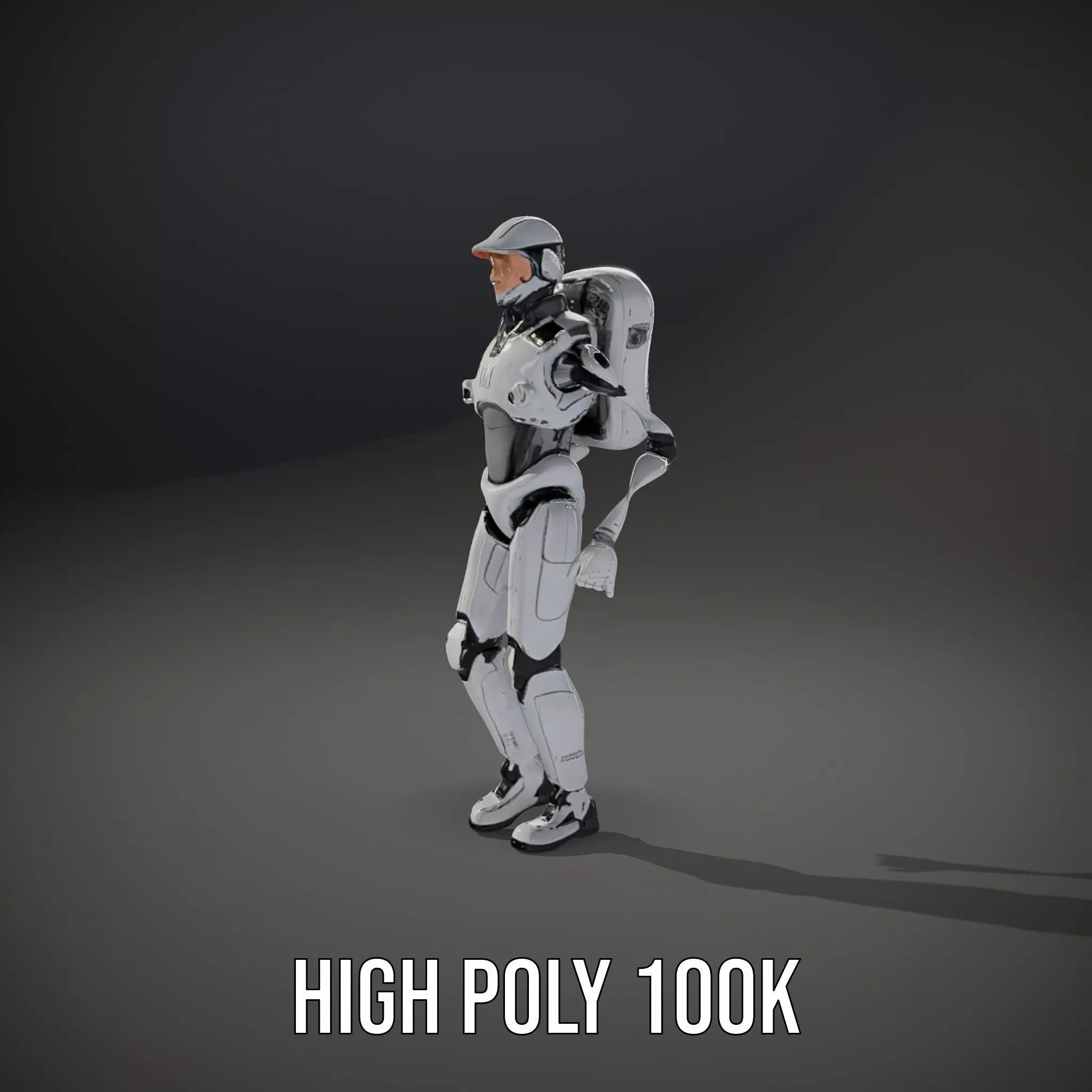 Futuristic White Robot model pack Low-poly 3D model_8