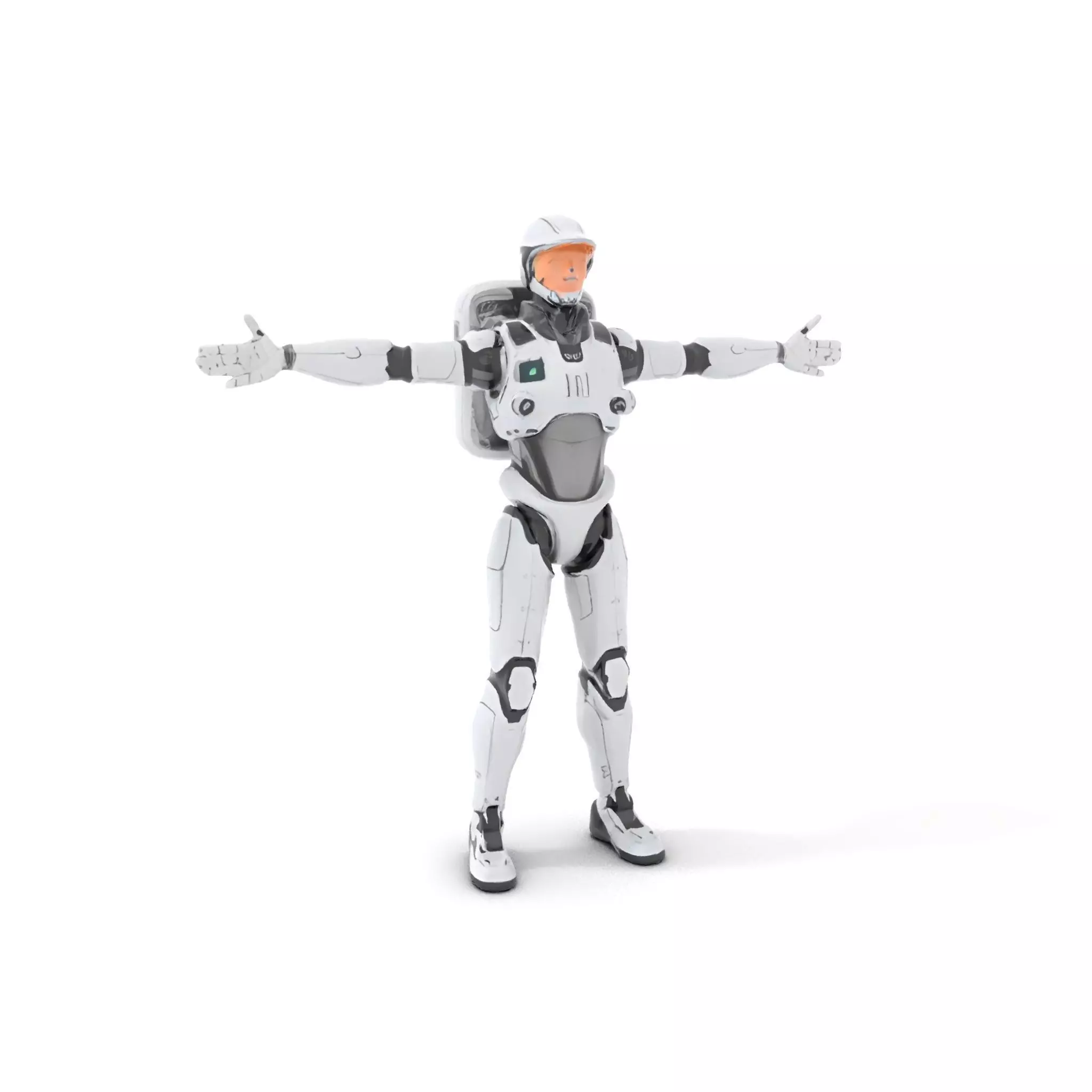 Futuristic White Robot model pack Low-poly 3D model_0