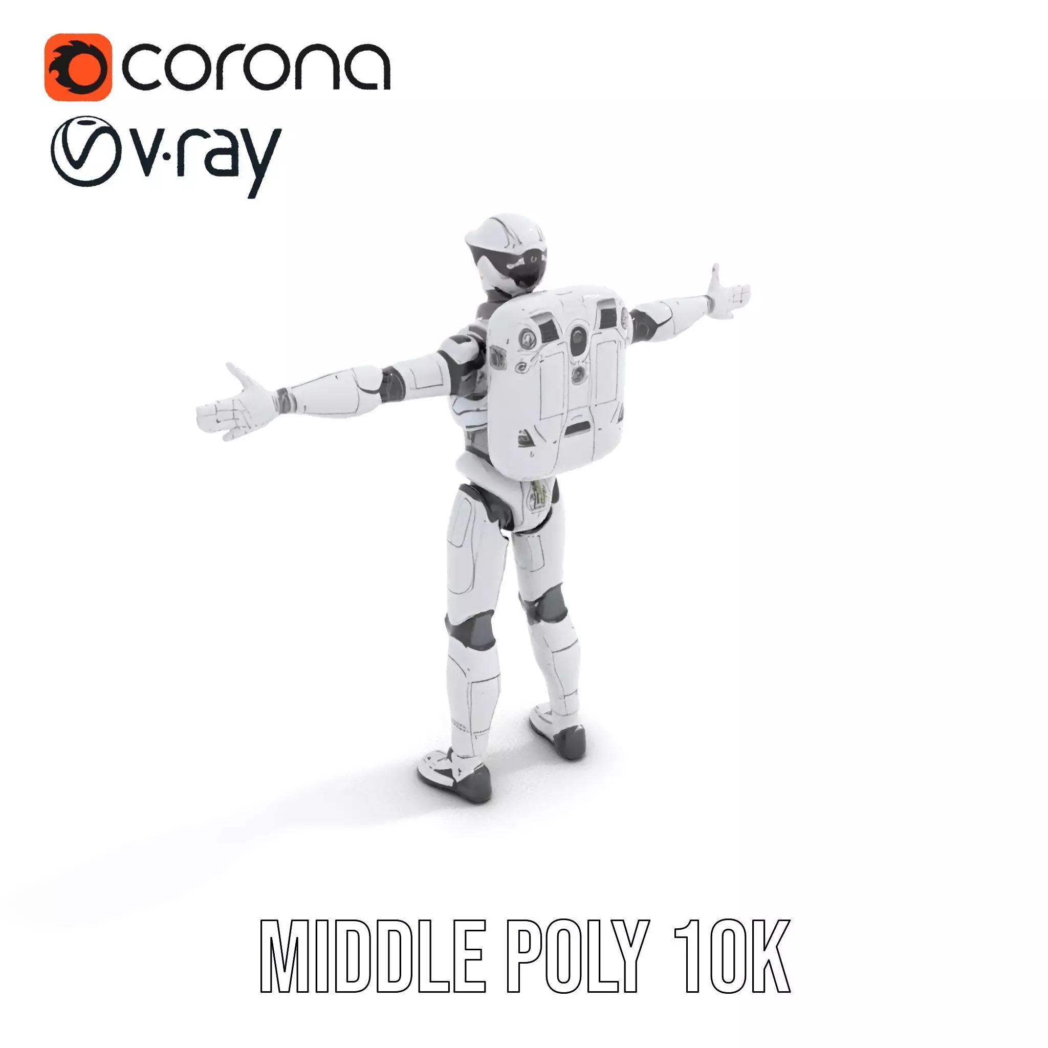 Futuristic White Robot model pack Low-poly 3D model_13