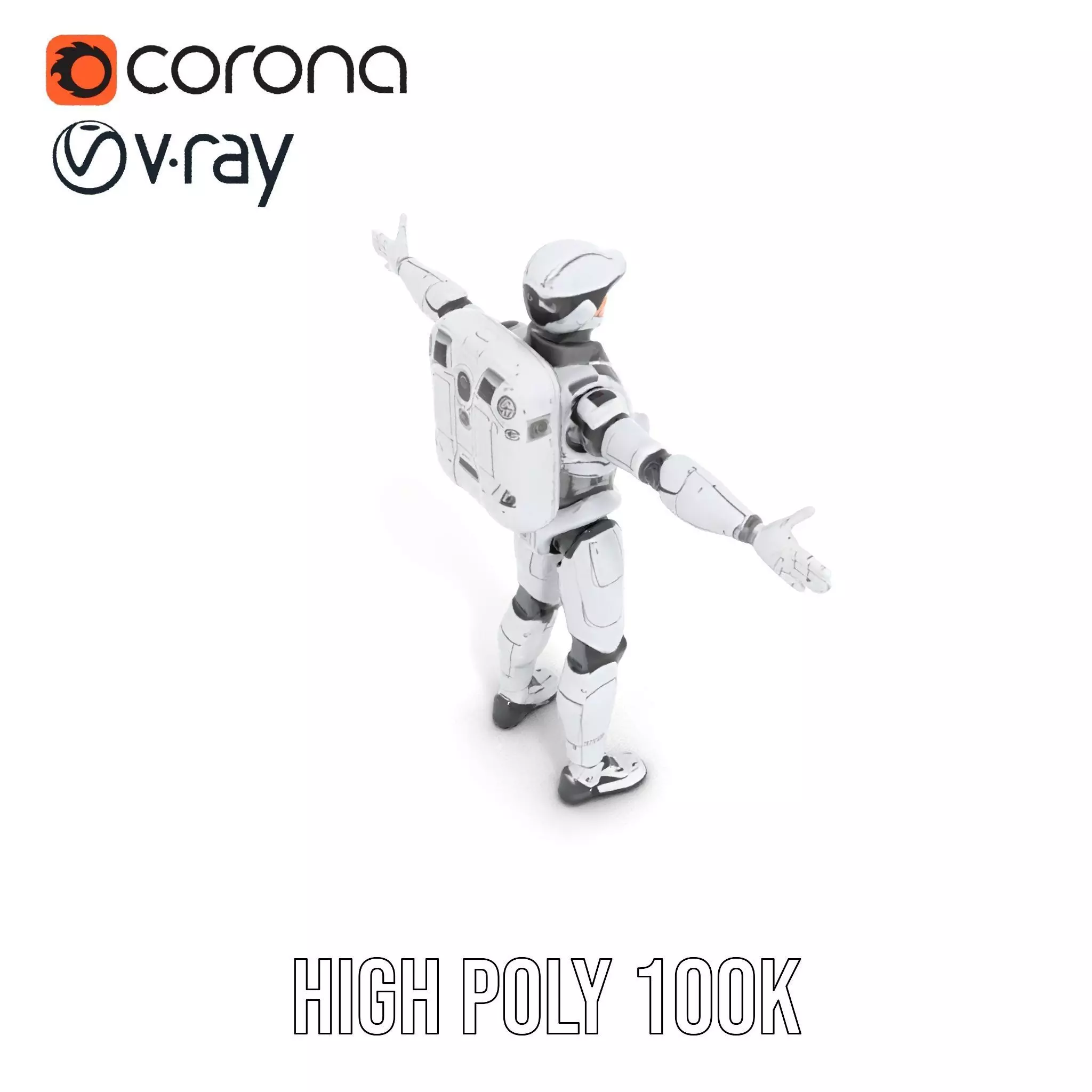 Futuristic White Robot model pack Low-poly 3D model_28