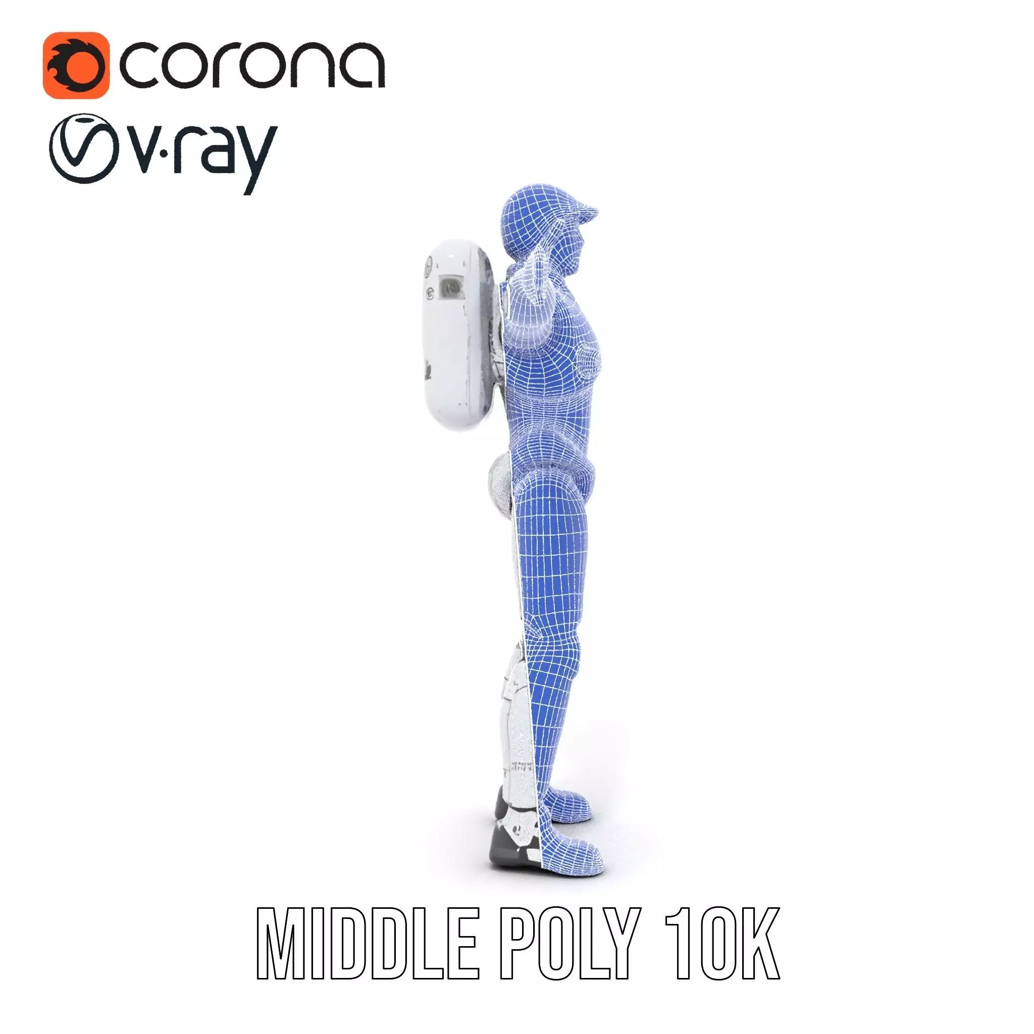 Futuristic White Robot model pack Low-poly 3D model_24