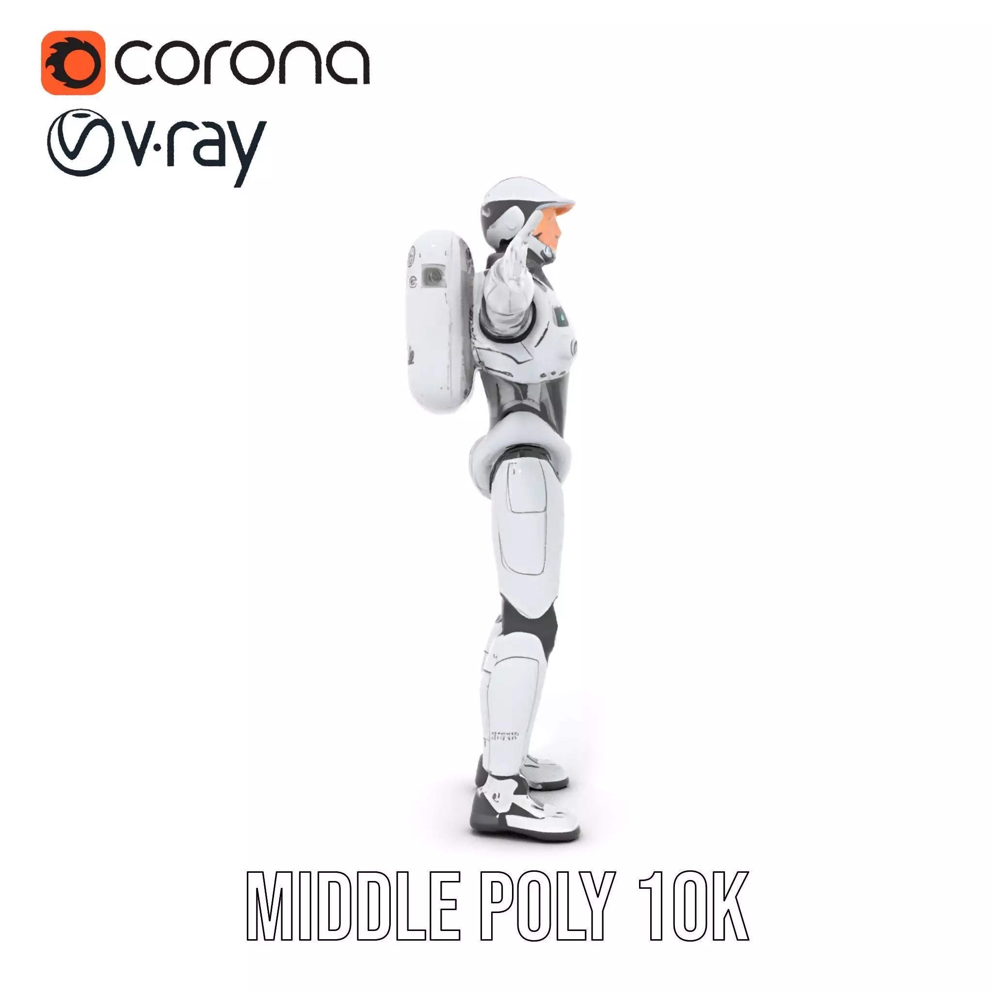 Futuristic White Robot model pack Low-poly 3D model_11