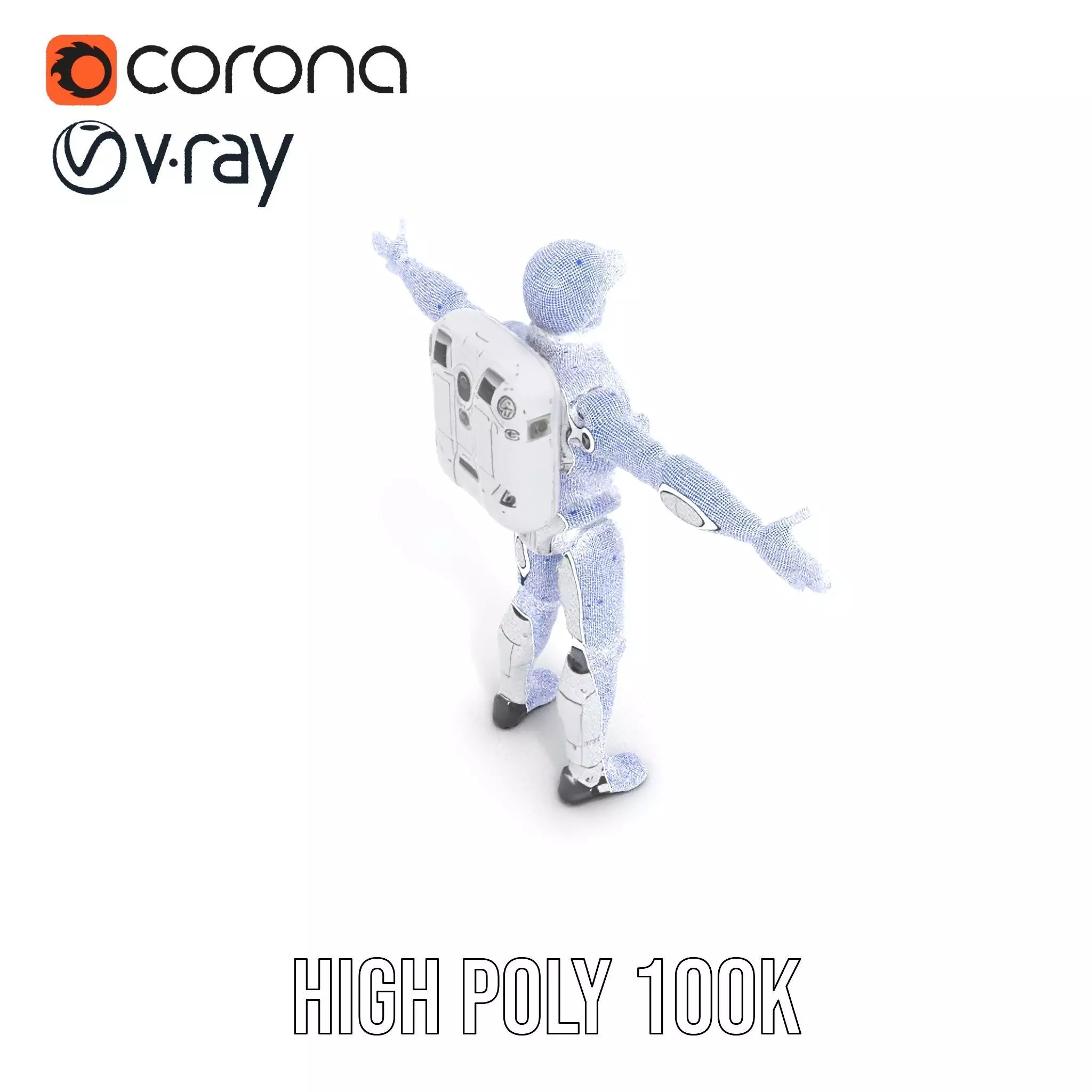 Futuristic White Robot model pack Low-poly 3D model_20