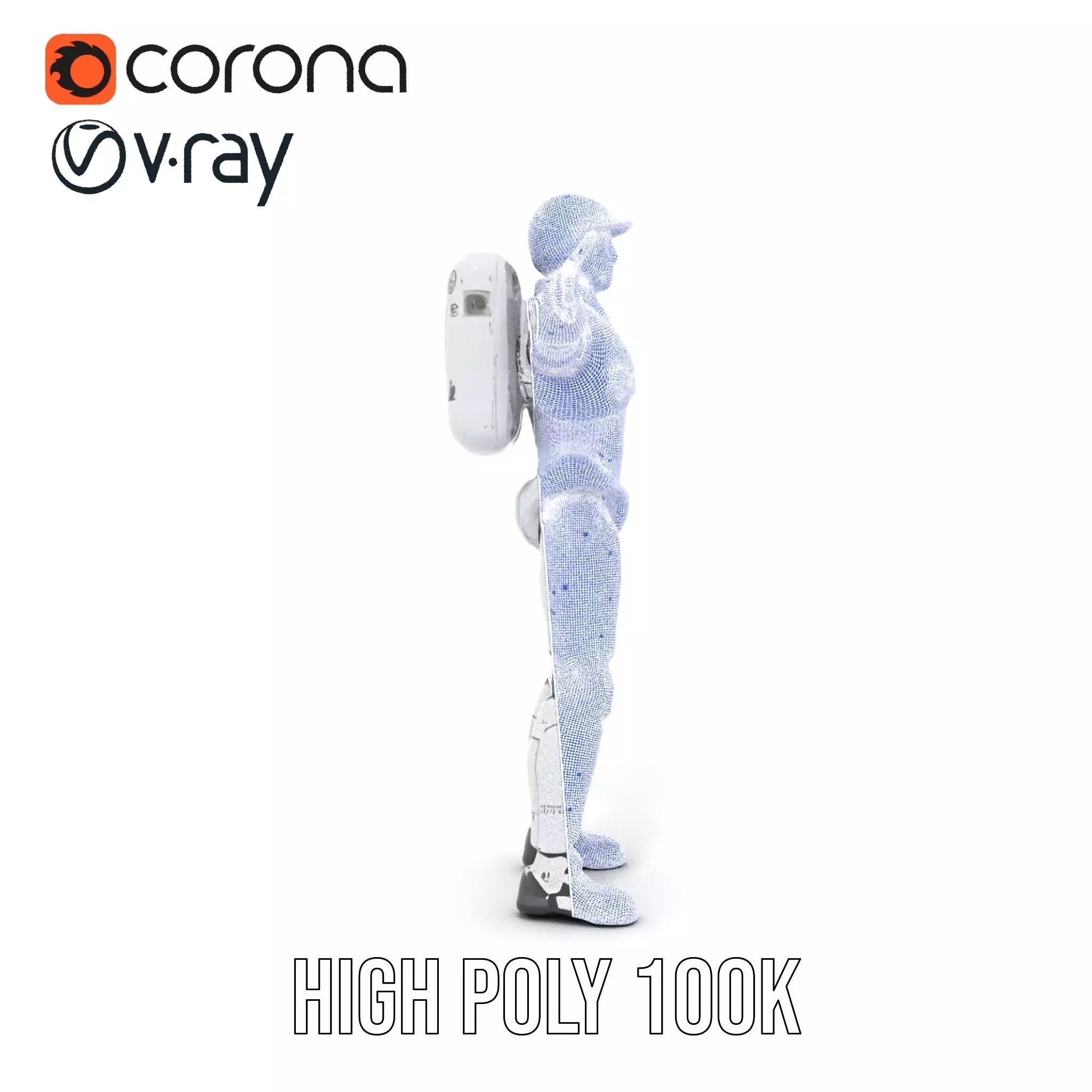 Futuristic White Robot model pack Low-poly 3D model_34