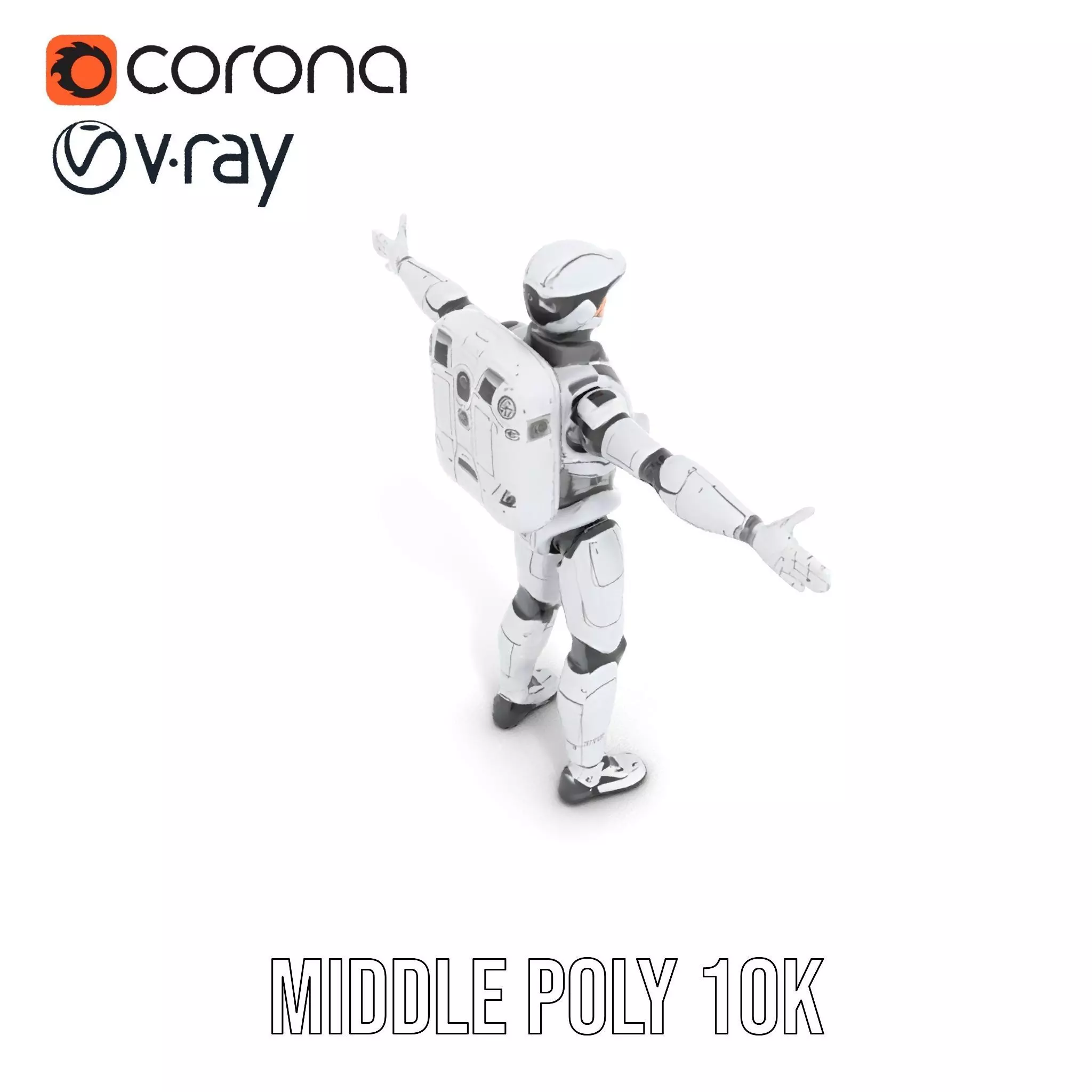 Futuristic White Robot model pack Low-poly 3D model_6