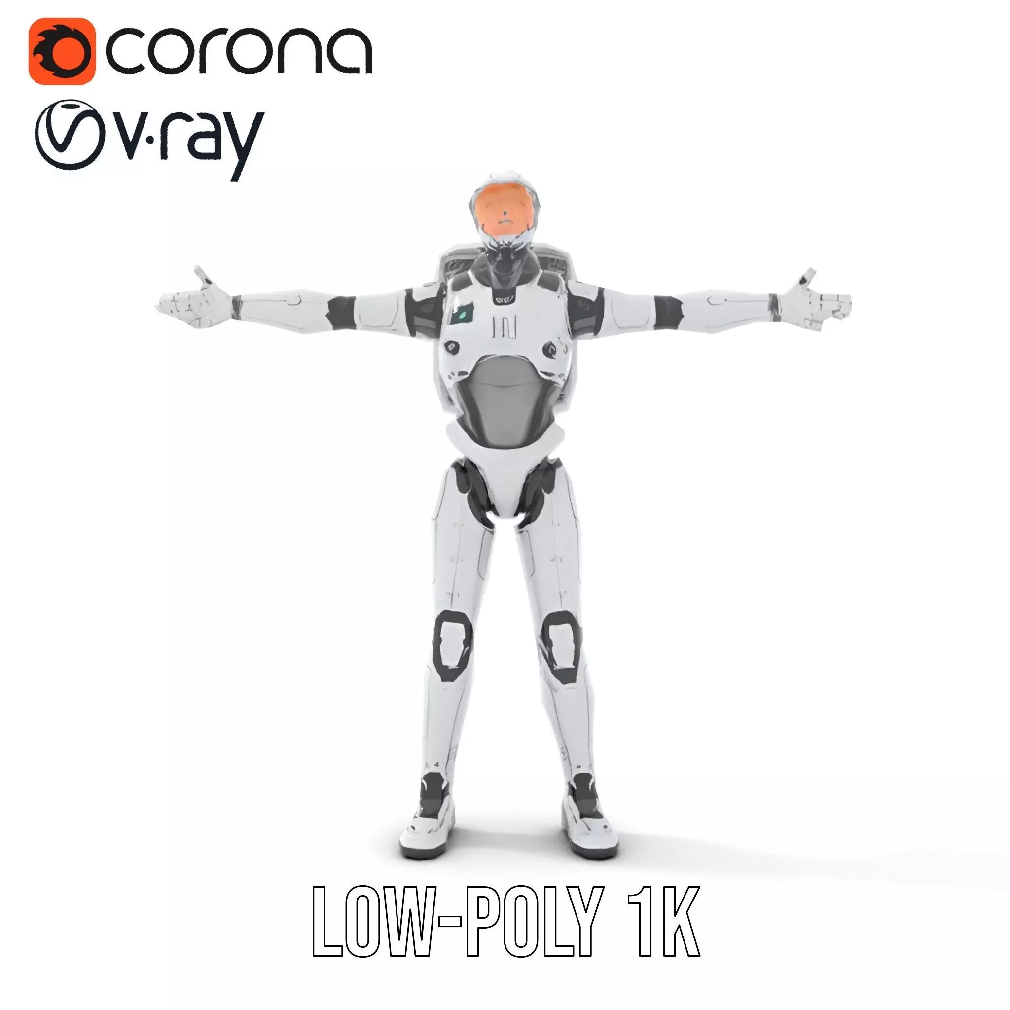 Futuristic White Robot model pack Low-poly 3D model_22
