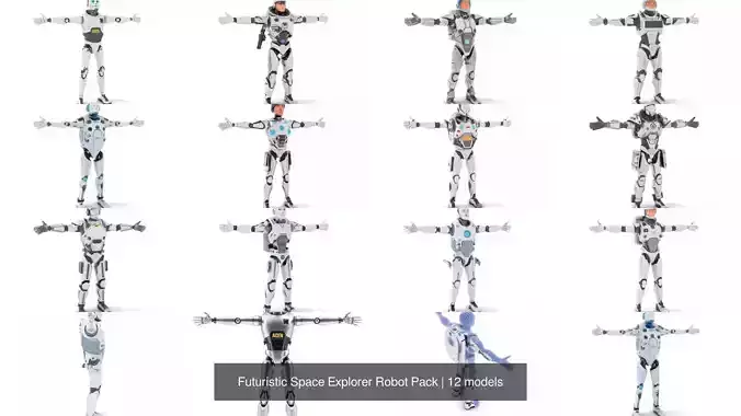 Futuristic Space Explorer Robot Pack 3D Model Collection Futuristic Space Explorer Robot Pack 3D Model Collection