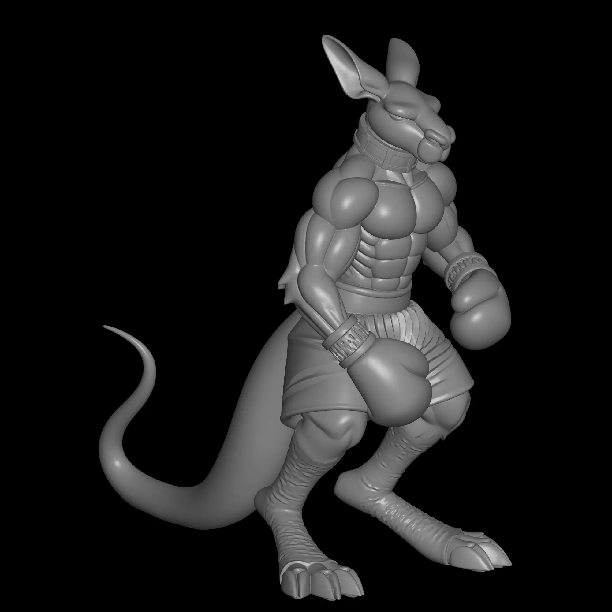 interseting decor boxer kangaroo 3D print model_2