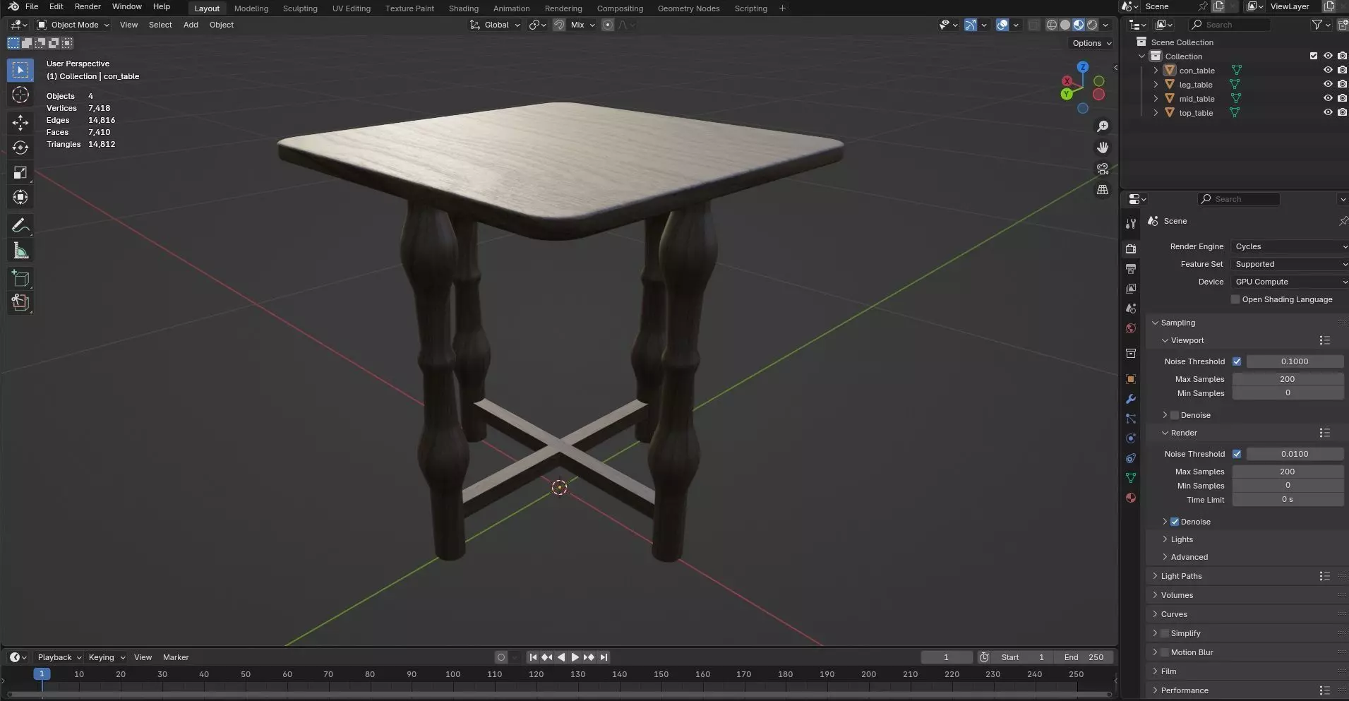 Square Table CG70 3D model_8