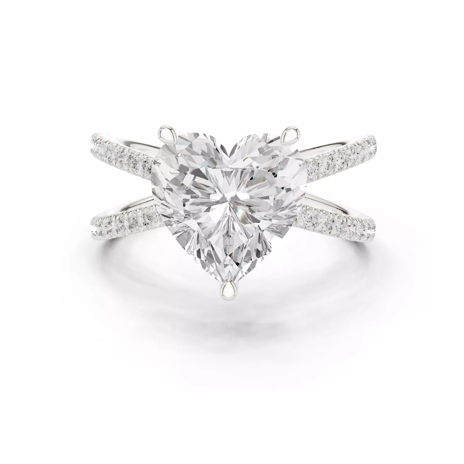 Crossover Heart Diamond Engagement Wedding Ring 3DM STL Video 3D print model_14