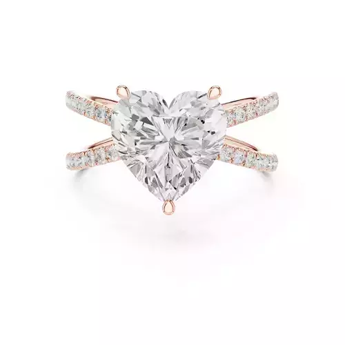 Crossover Heart Diamond Engagement Wedding Ring 3DM STL Video 3D print model