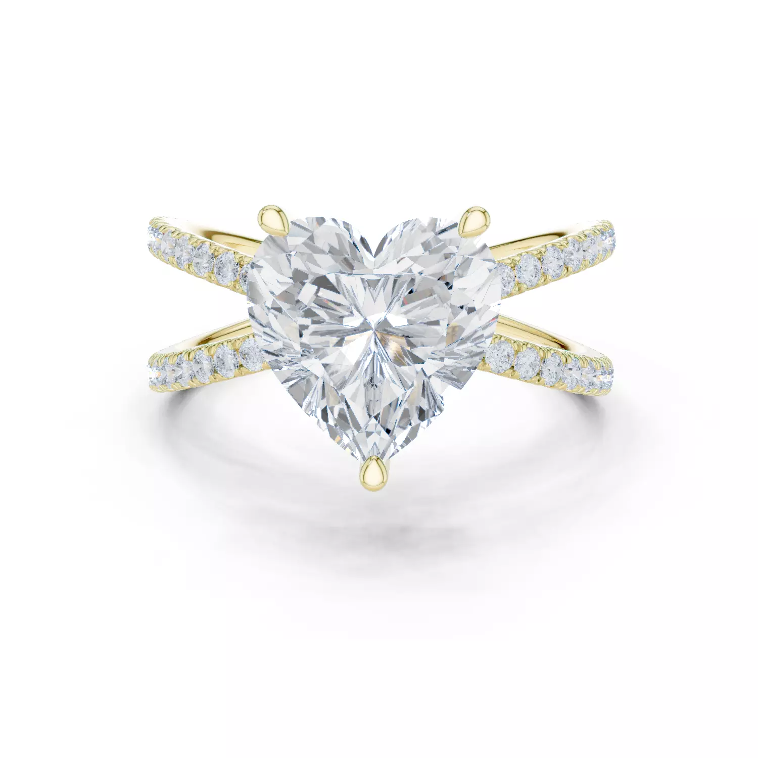 Crossover Heart Diamond Engagement Wedding Ring 3DM STL Video 3D print model_13