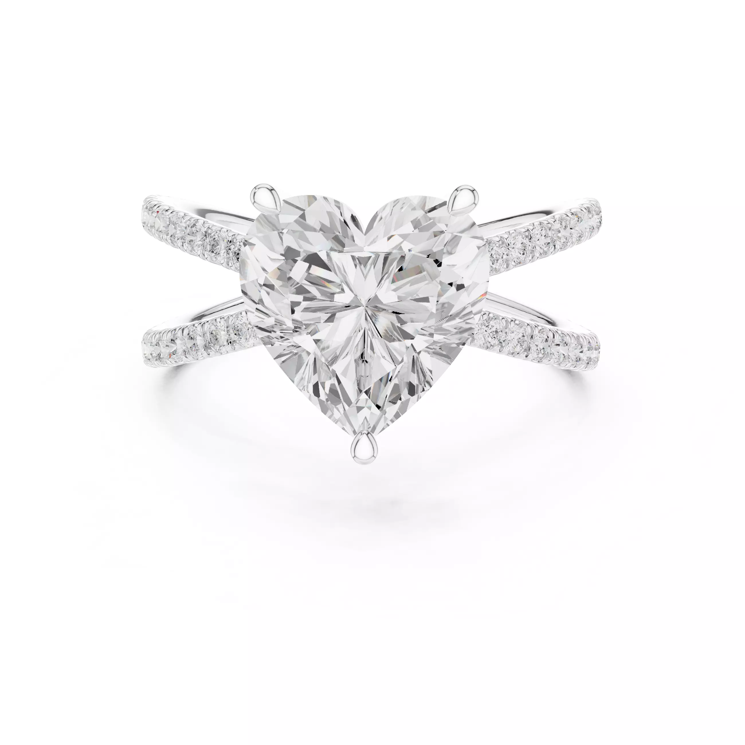 Crossover Heart Diamond Engagement Wedding Ring 3DM STL Video 3D print model_2