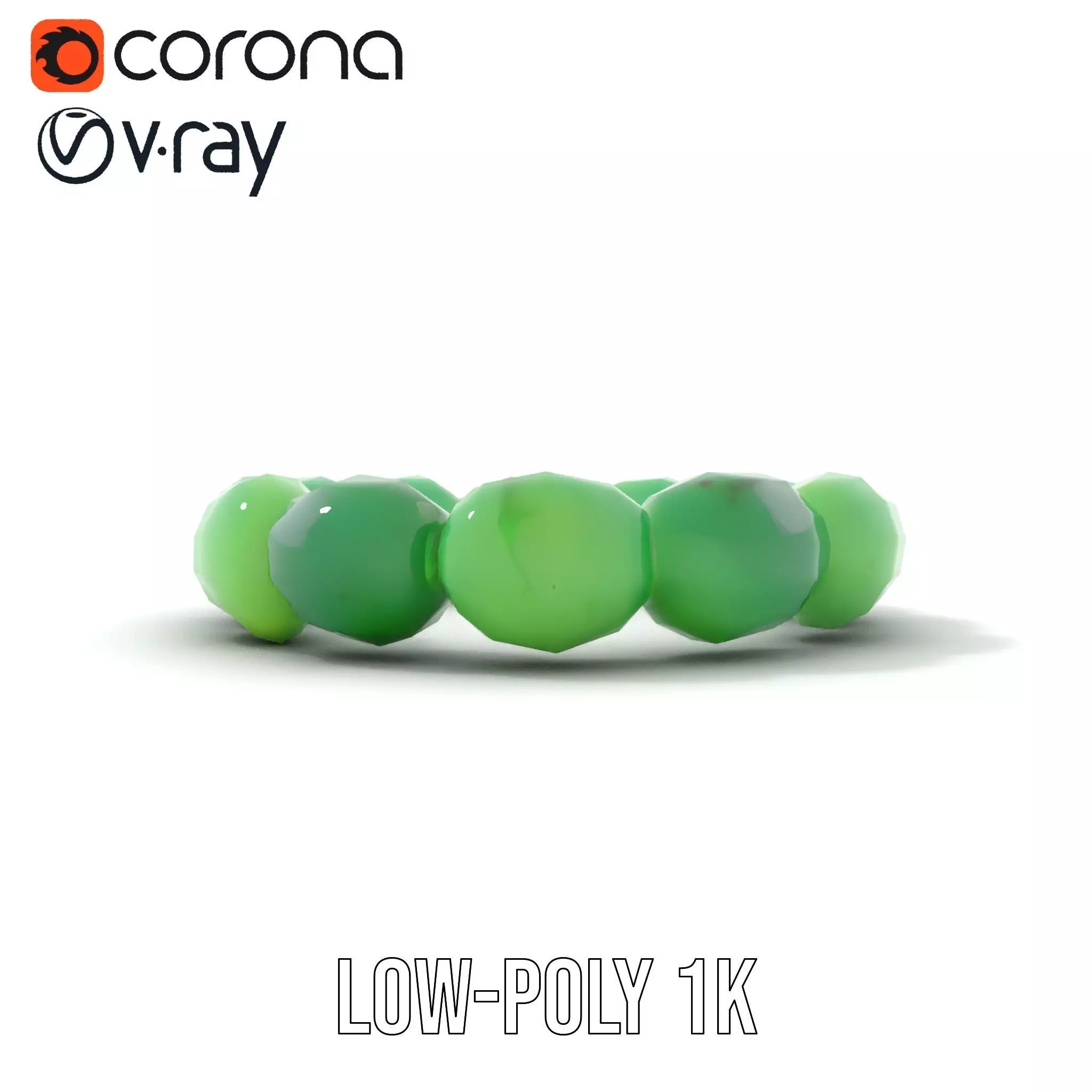 Emerald Jade Bracelet model pack Low-poly 3D model_24