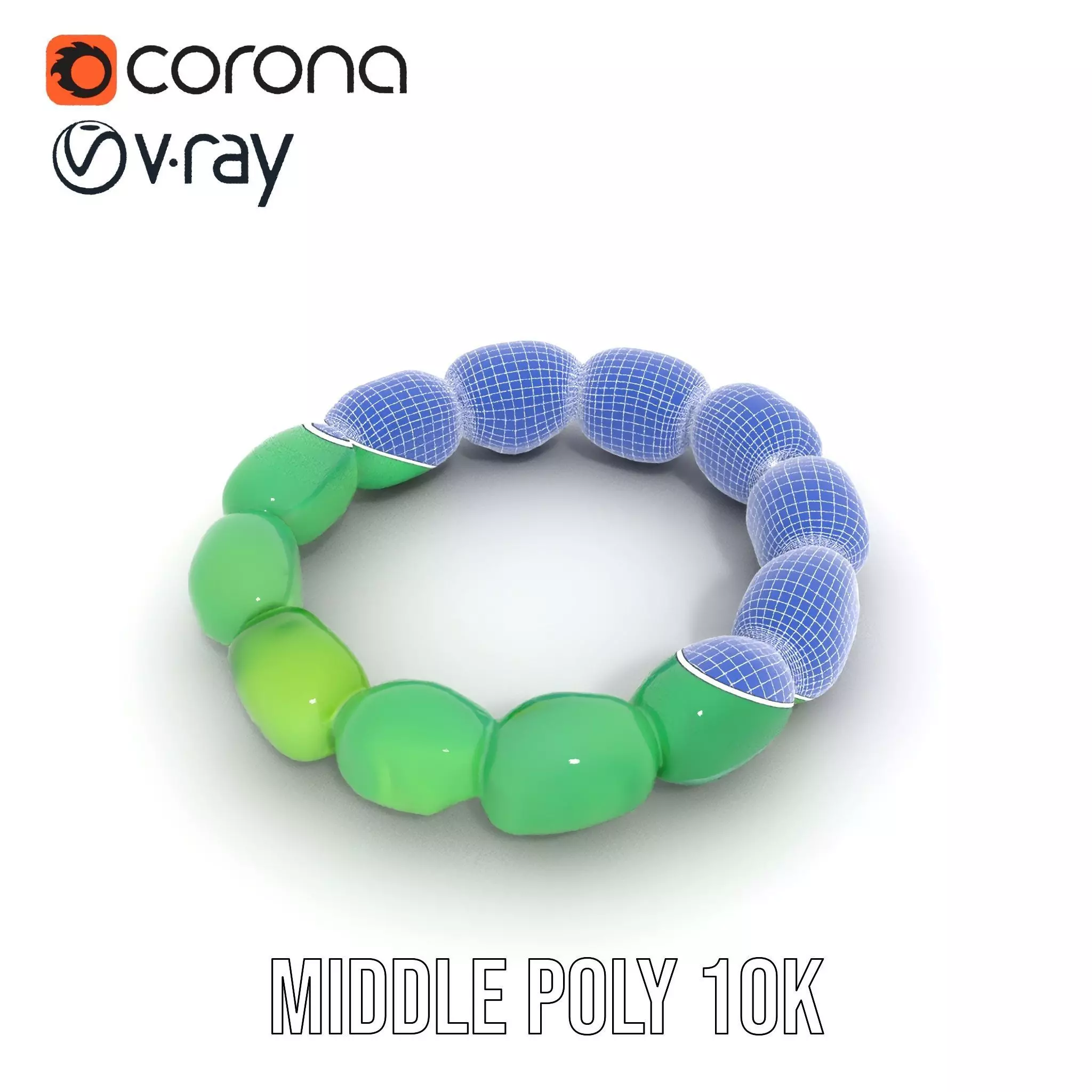 Emerald Jade Bracelet model pack Low-poly 3D model_13