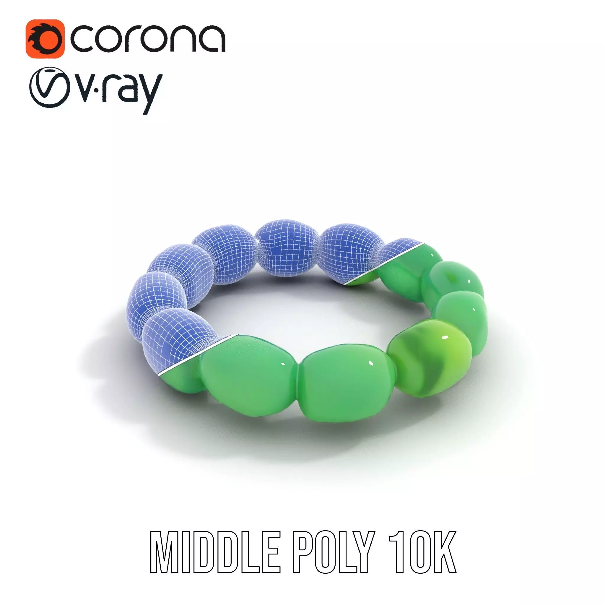Emerald Jade Bracelet model pack Low-poly 3D model_23