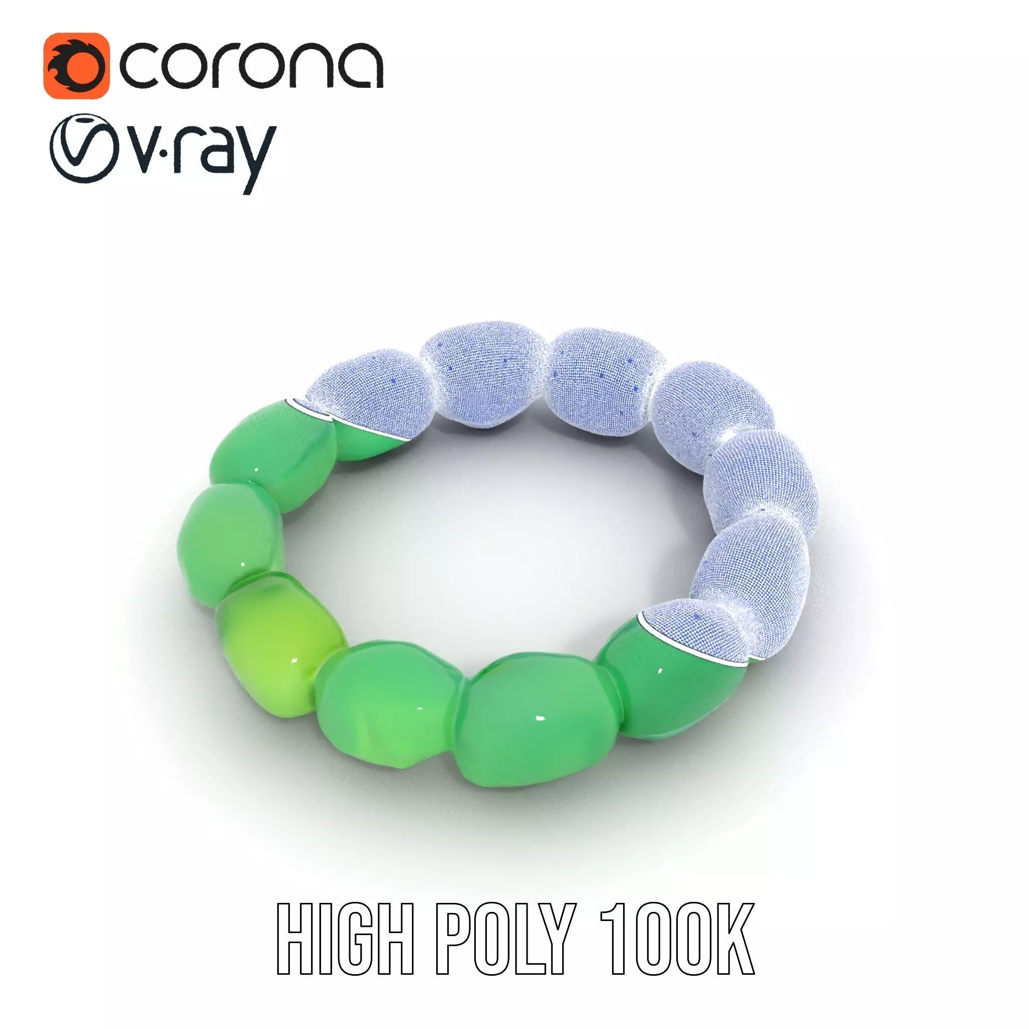 Emerald Jade Bracelet model pack Low-poly 3D model_31