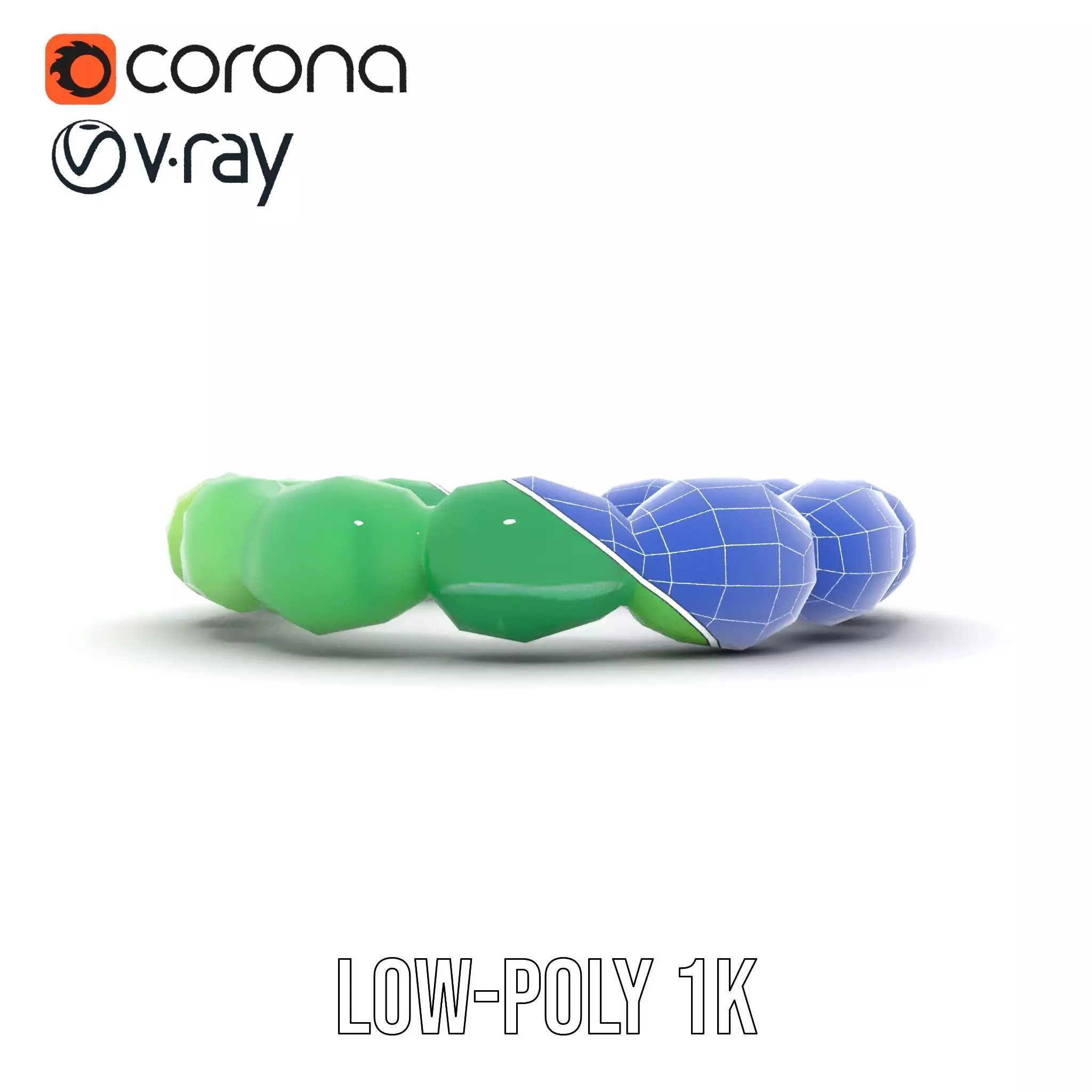 Emerald Jade Bracelet model pack Low-poly 3D model_27