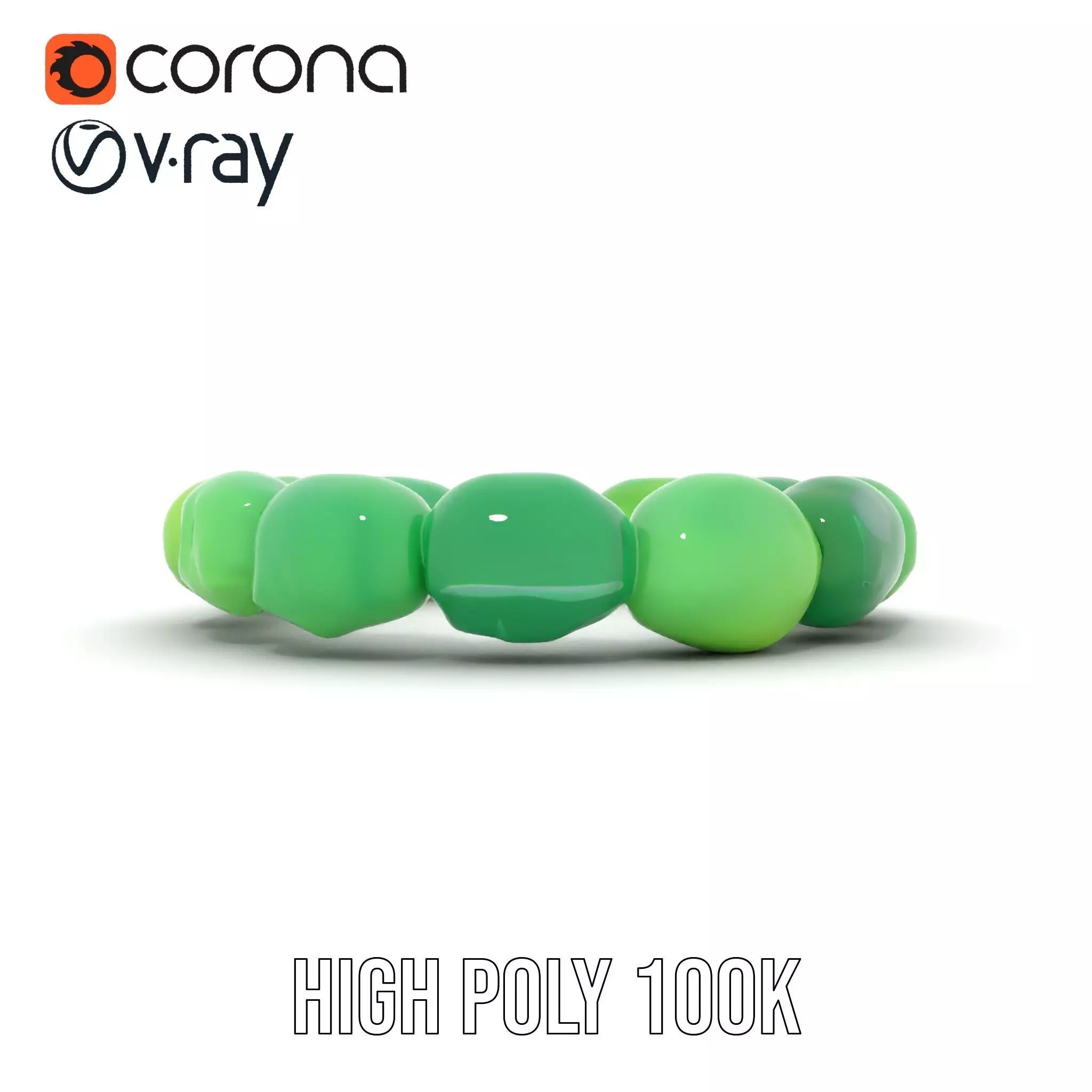Emerald Jade Bracelet model pack Low-poly 3D model_25