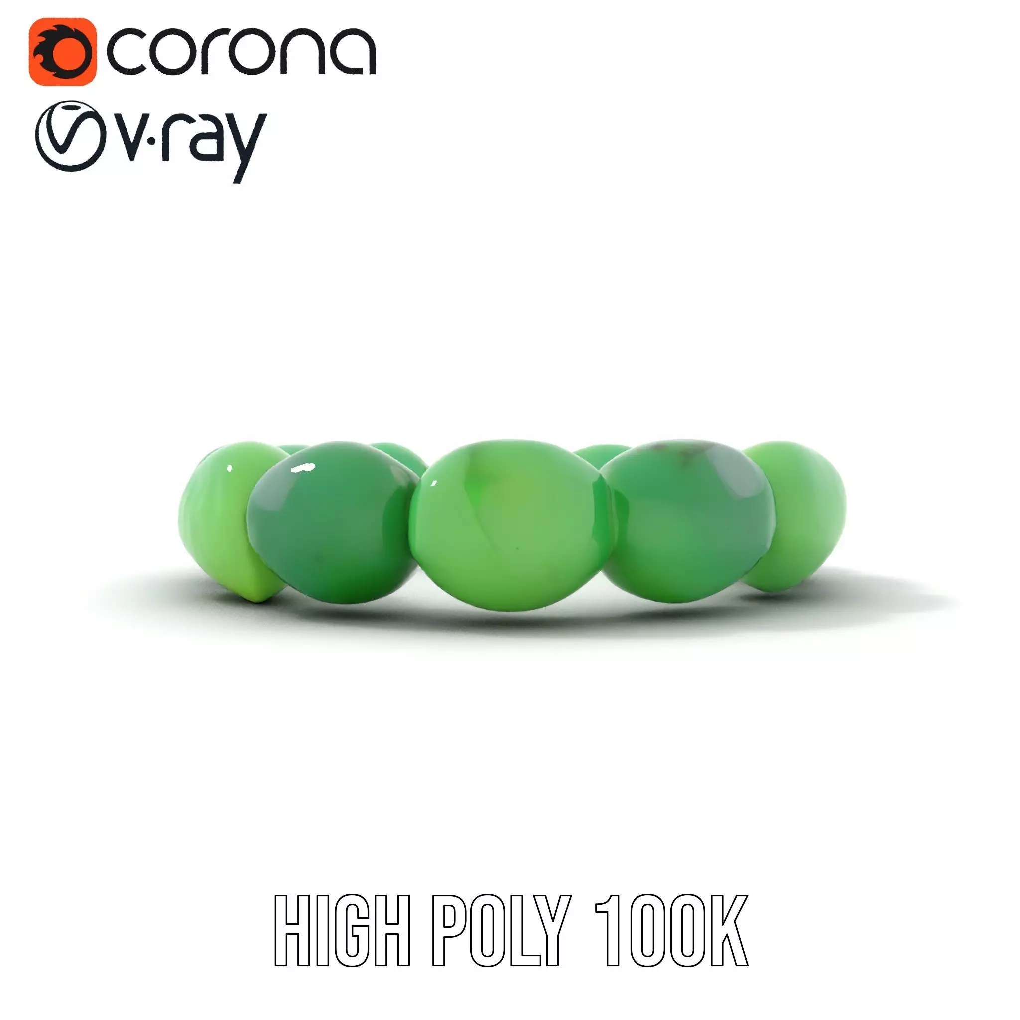 Emerald Jade Bracelet model pack Low-poly 3D model_28