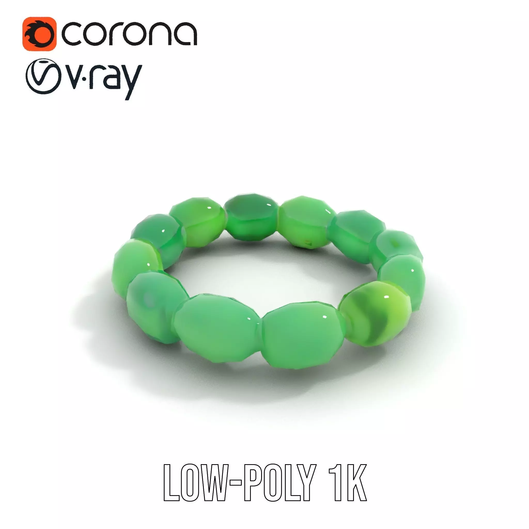 Emerald Jade Bracelet model pack Low-poly 3D model_9
