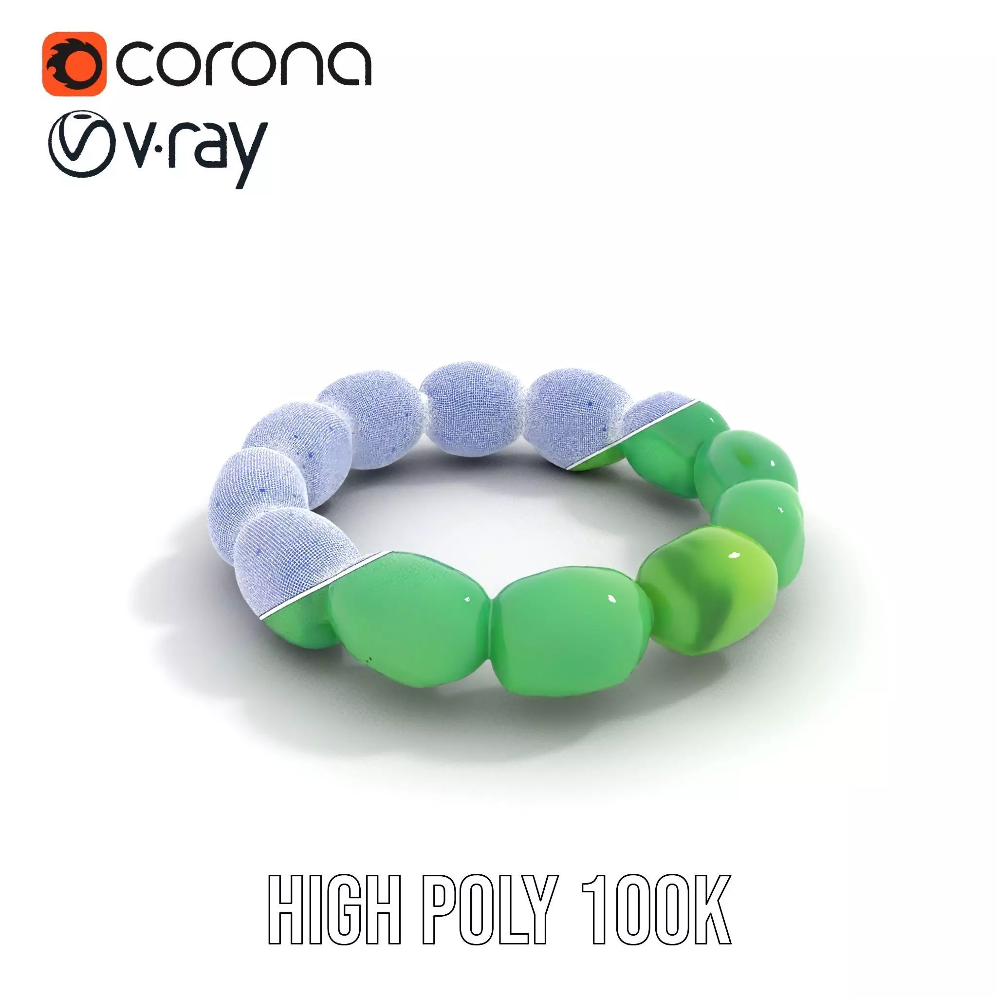 Emerald Jade Bracelet model pack Low-poly 3D model_32