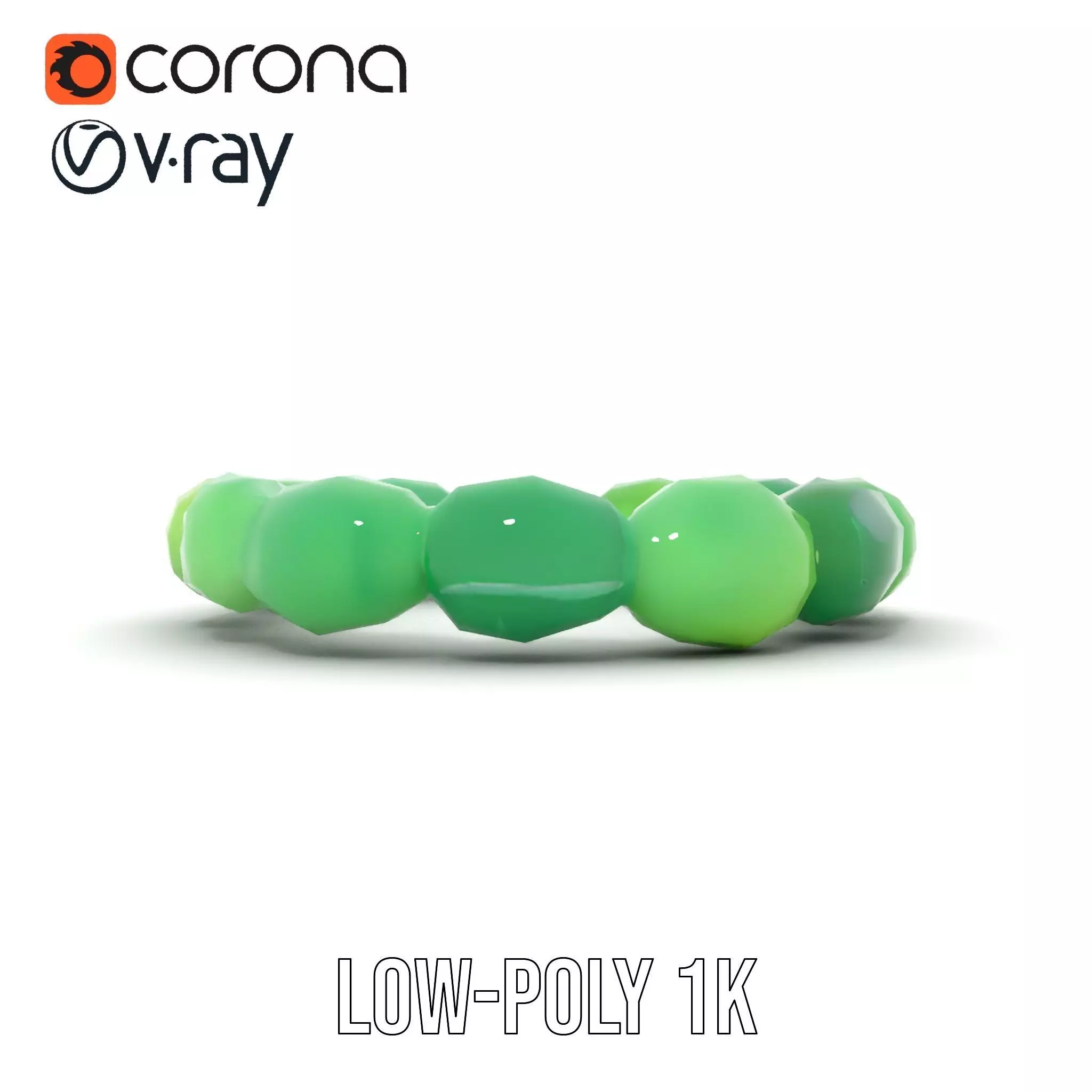 Emerald Jade Bracelet model pack Low-poly 3D model_12