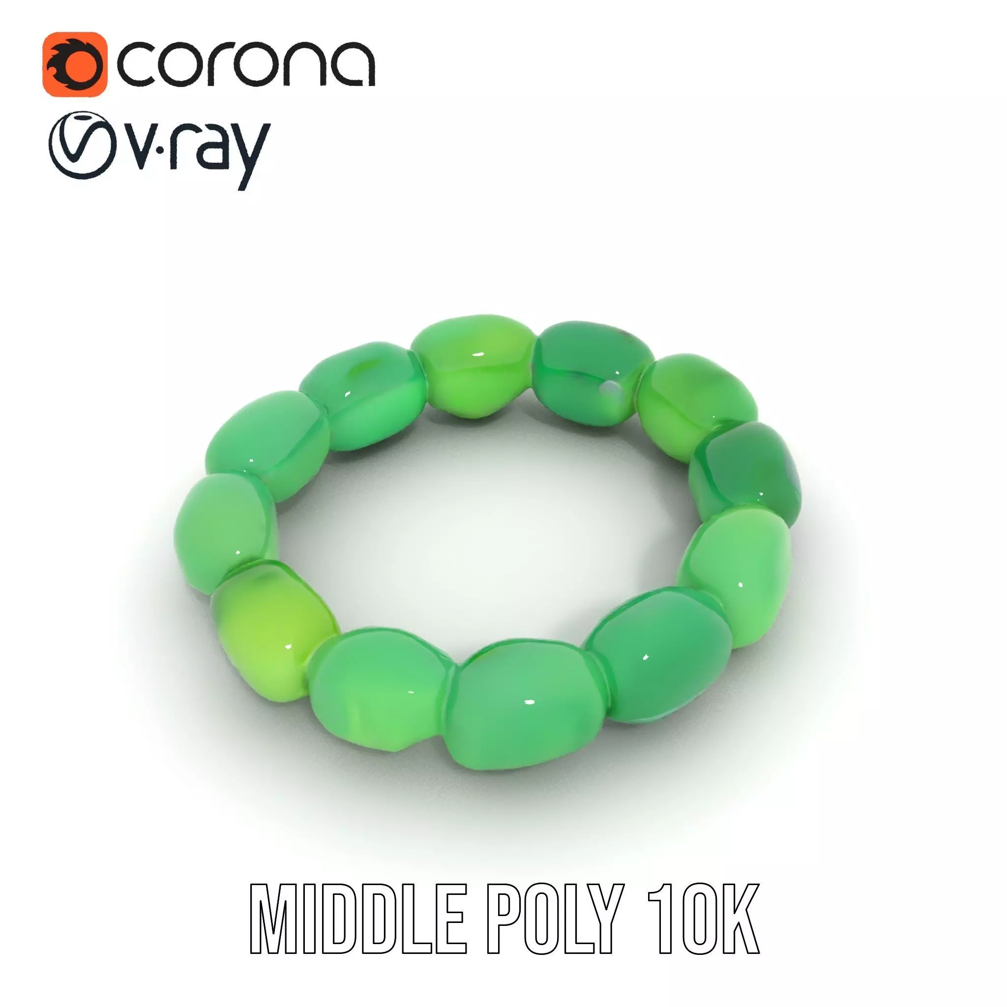 Emerald Jade Bracelet model pack Low-poly 3D model_16
